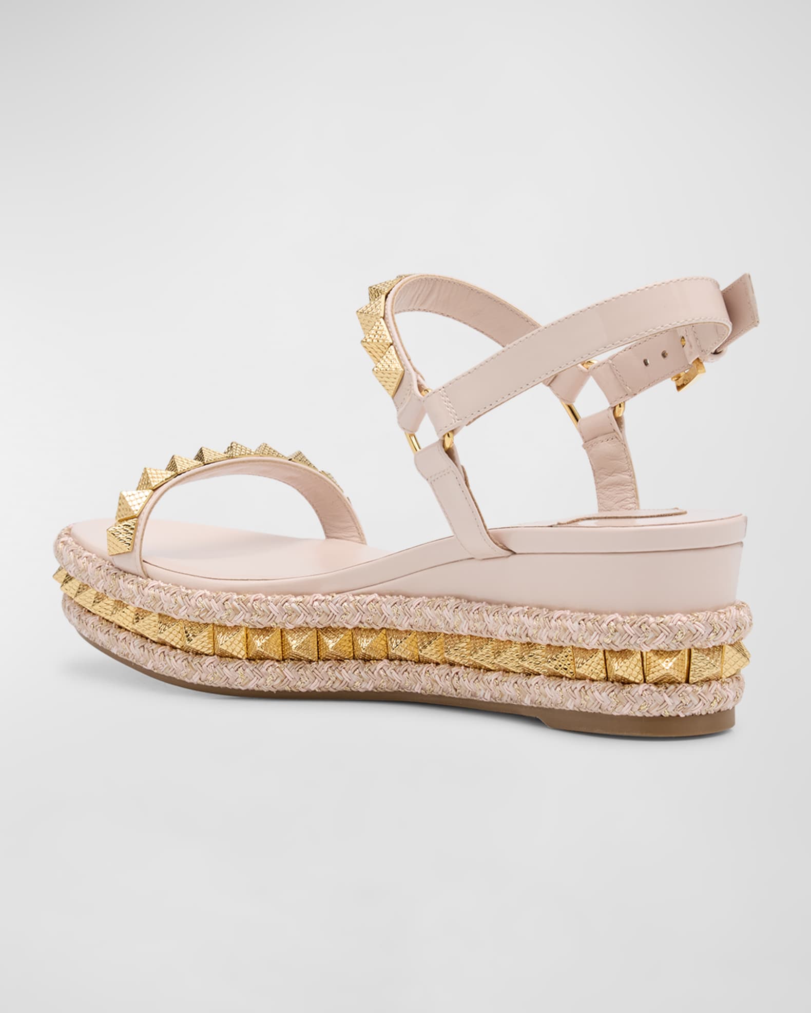 Christian Louboutin Pyraclou Patent Spike Wedge Sandals Neiman Marcus