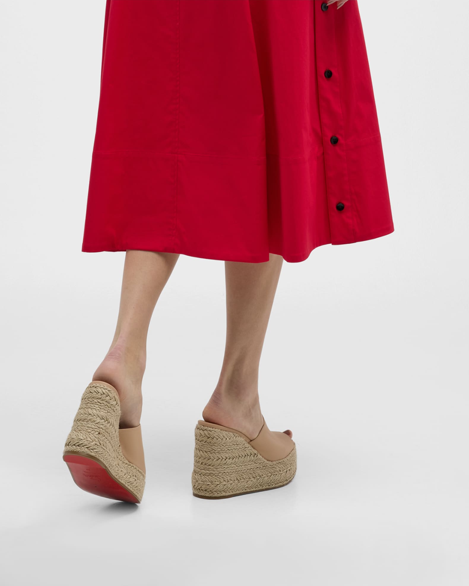 Christian Louboutin Ariella Leather Red Sole Wedge Espadrilles Neiman Marcus