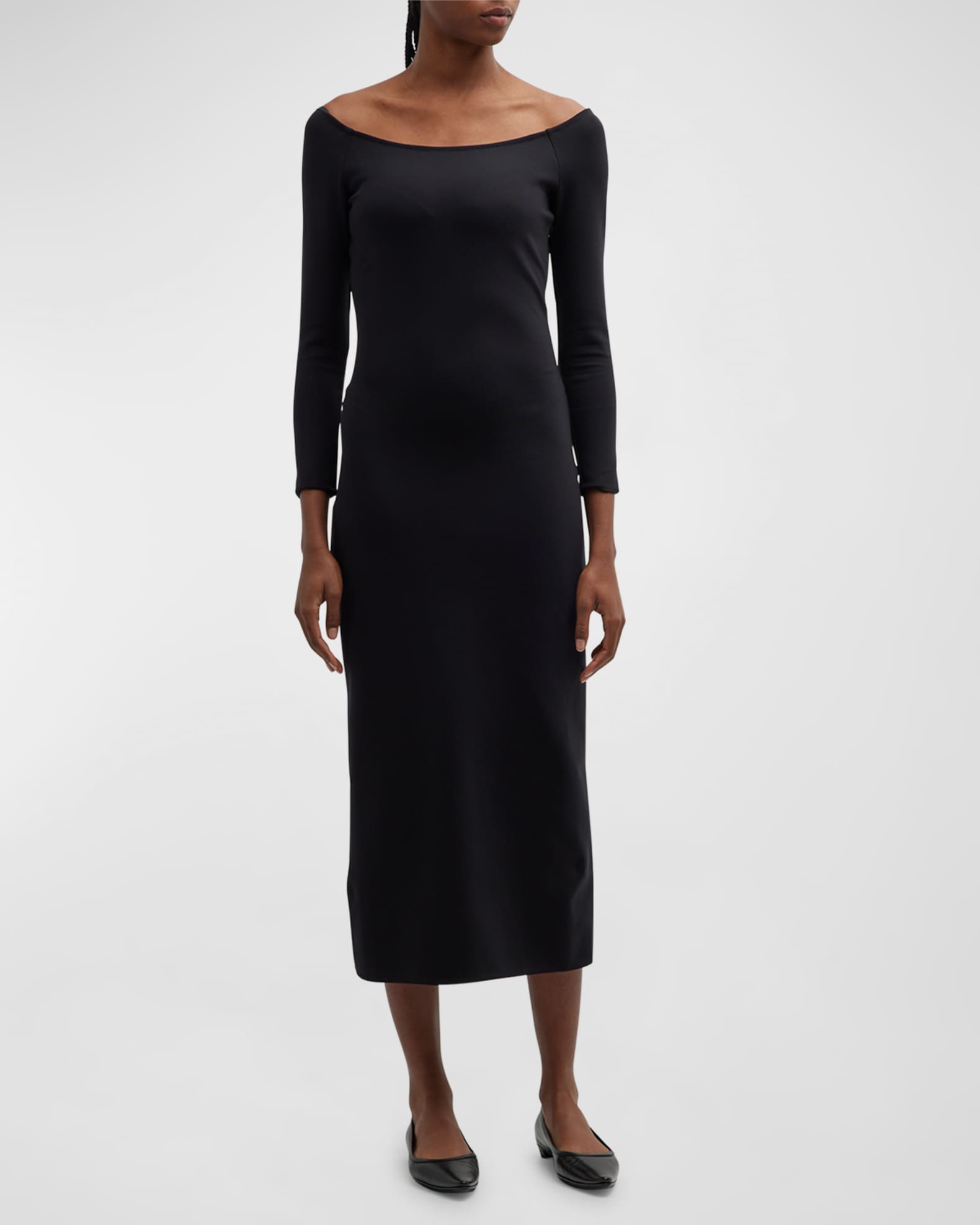THE ROW Coralinda Off-Shoulder Midi Dress | Neiman Marcus