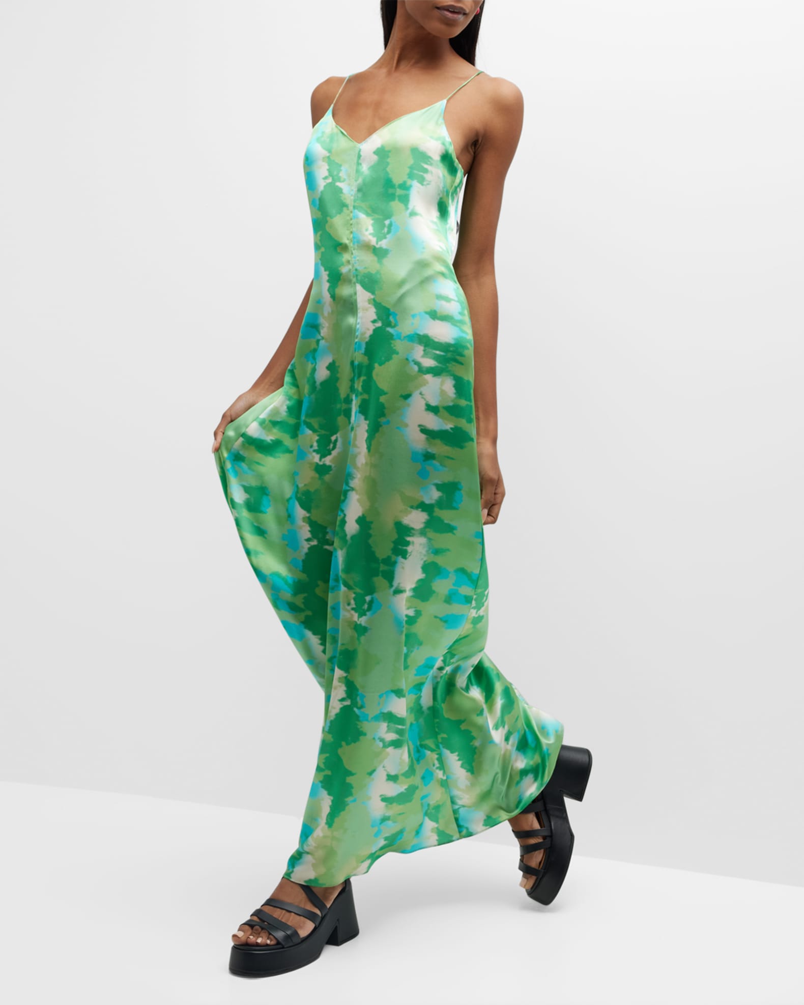 Ganni Stretch Satin Maxi Slip Dress | Neiman Marcus