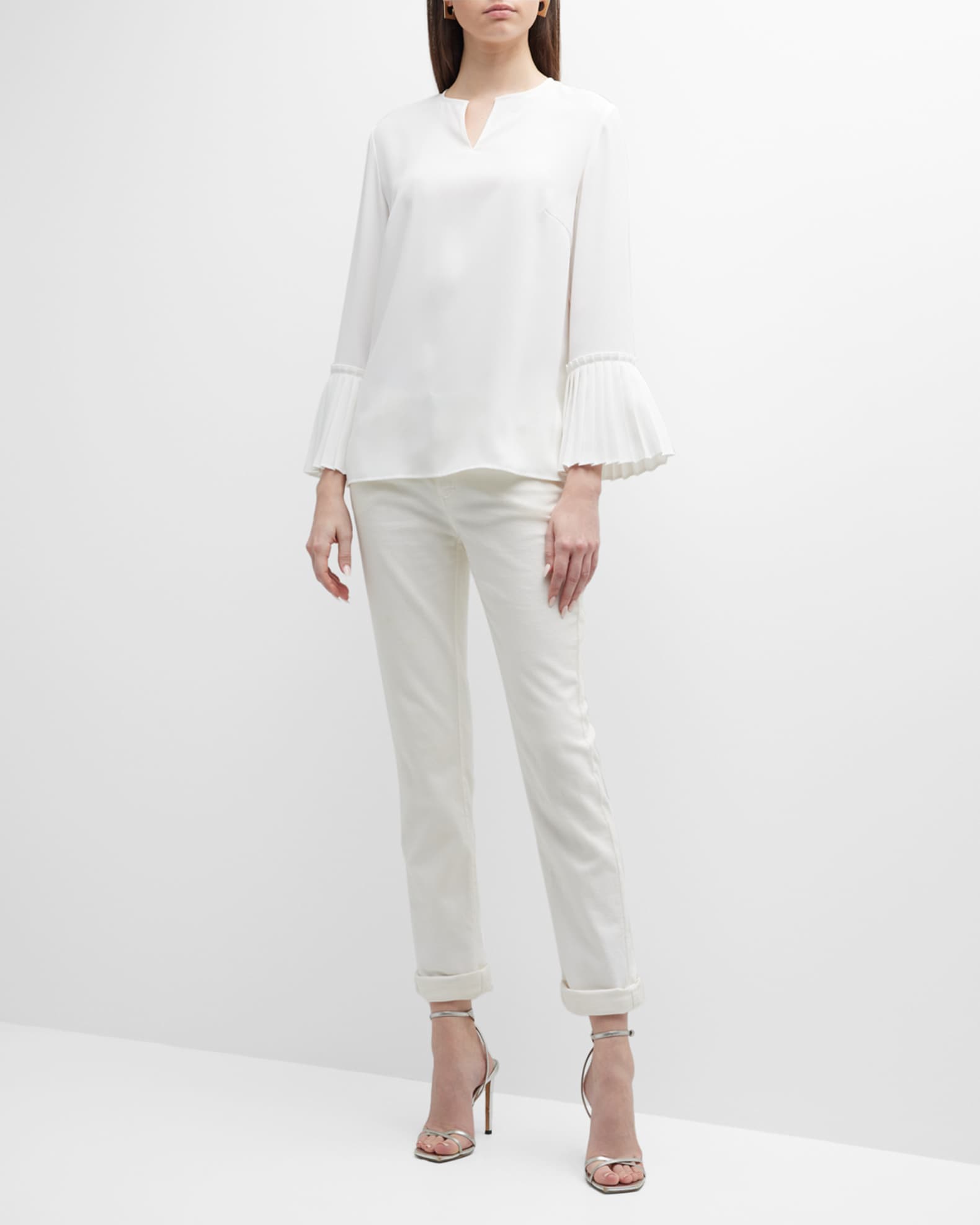 Black Split Neck Blouse 4196 main image 1