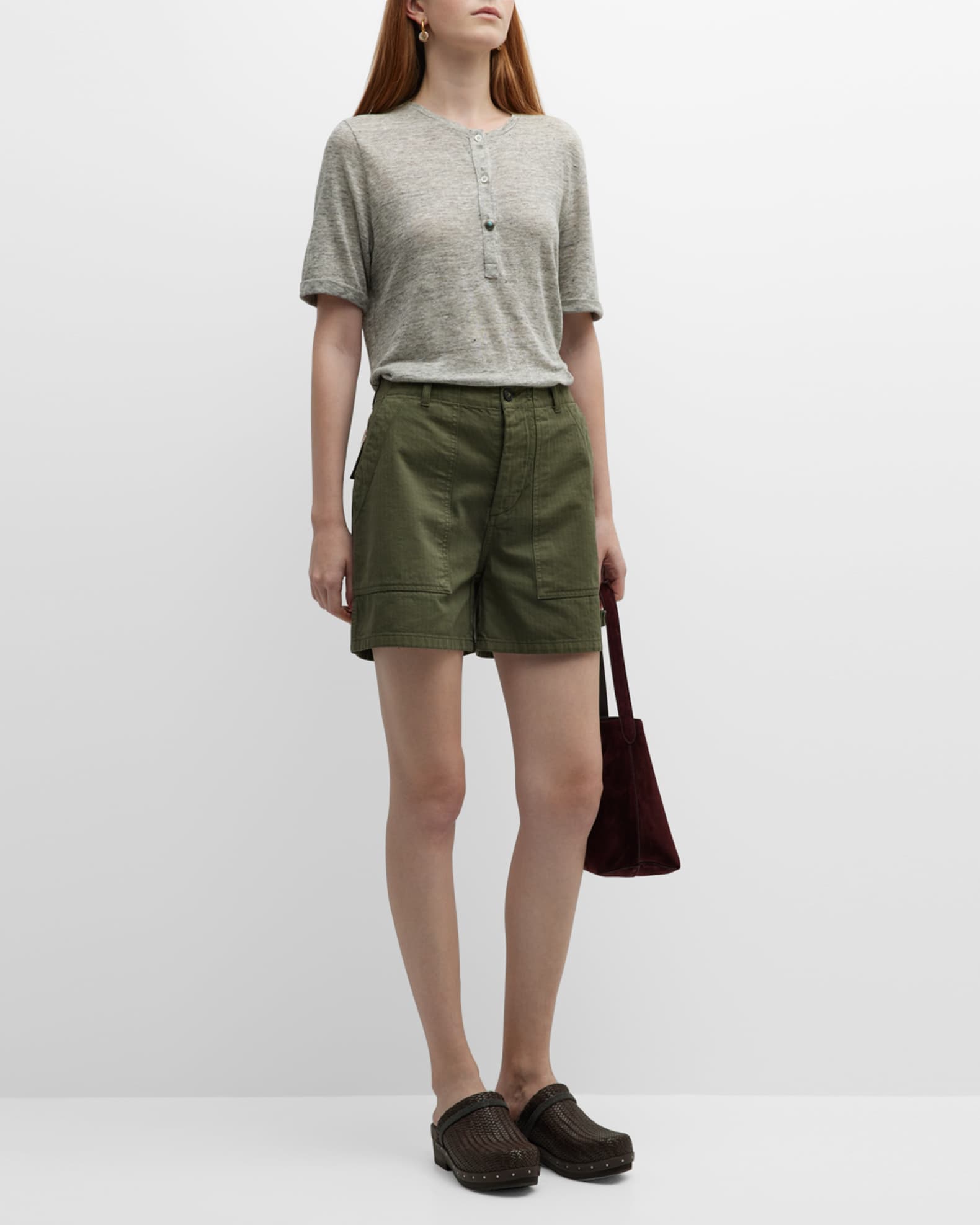 FORTELA Charlie Short-Sleeve Linen Henley T-Shirt | Neiman Marcus