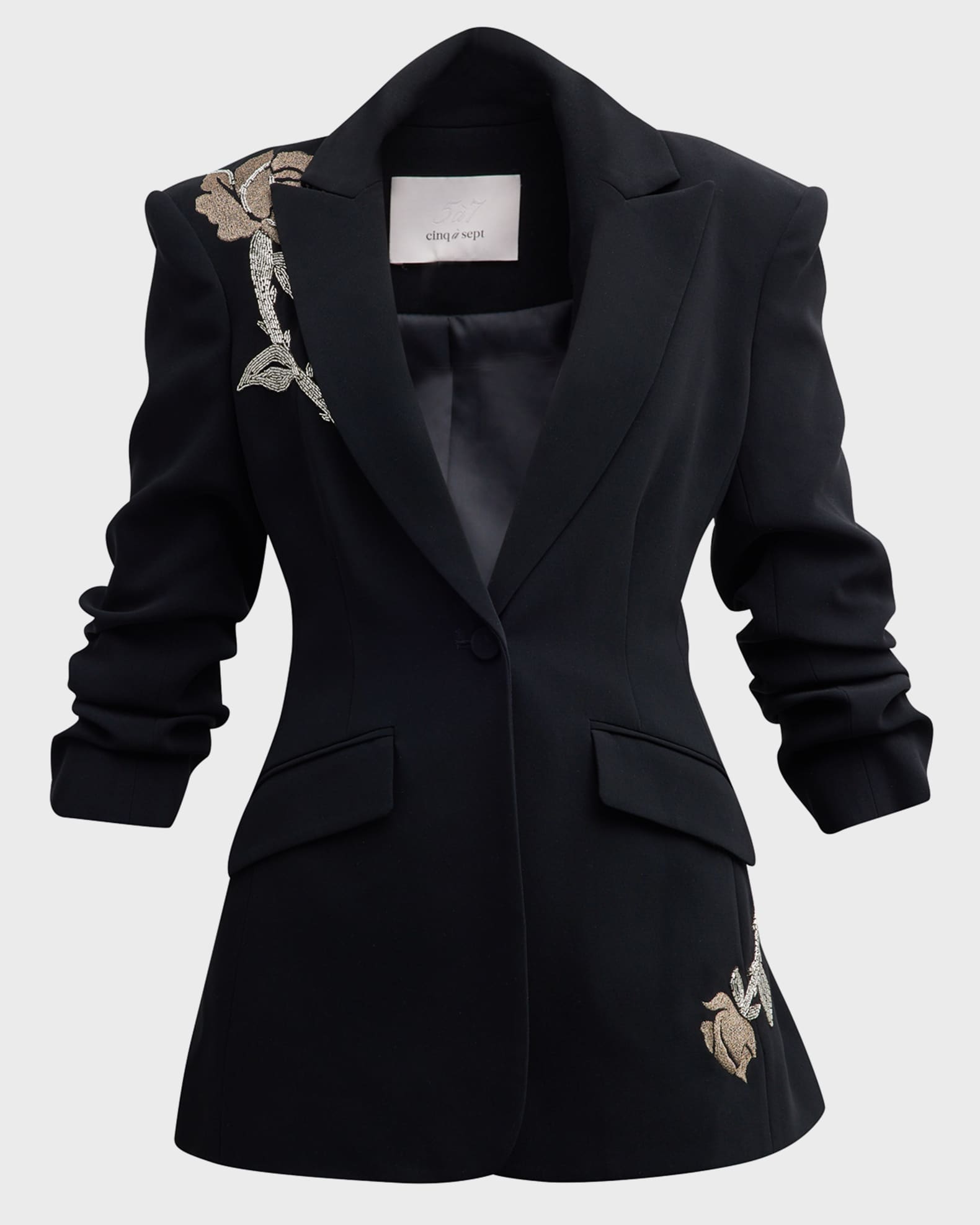 Eva Rose-Embellished Crepe Blazer 0