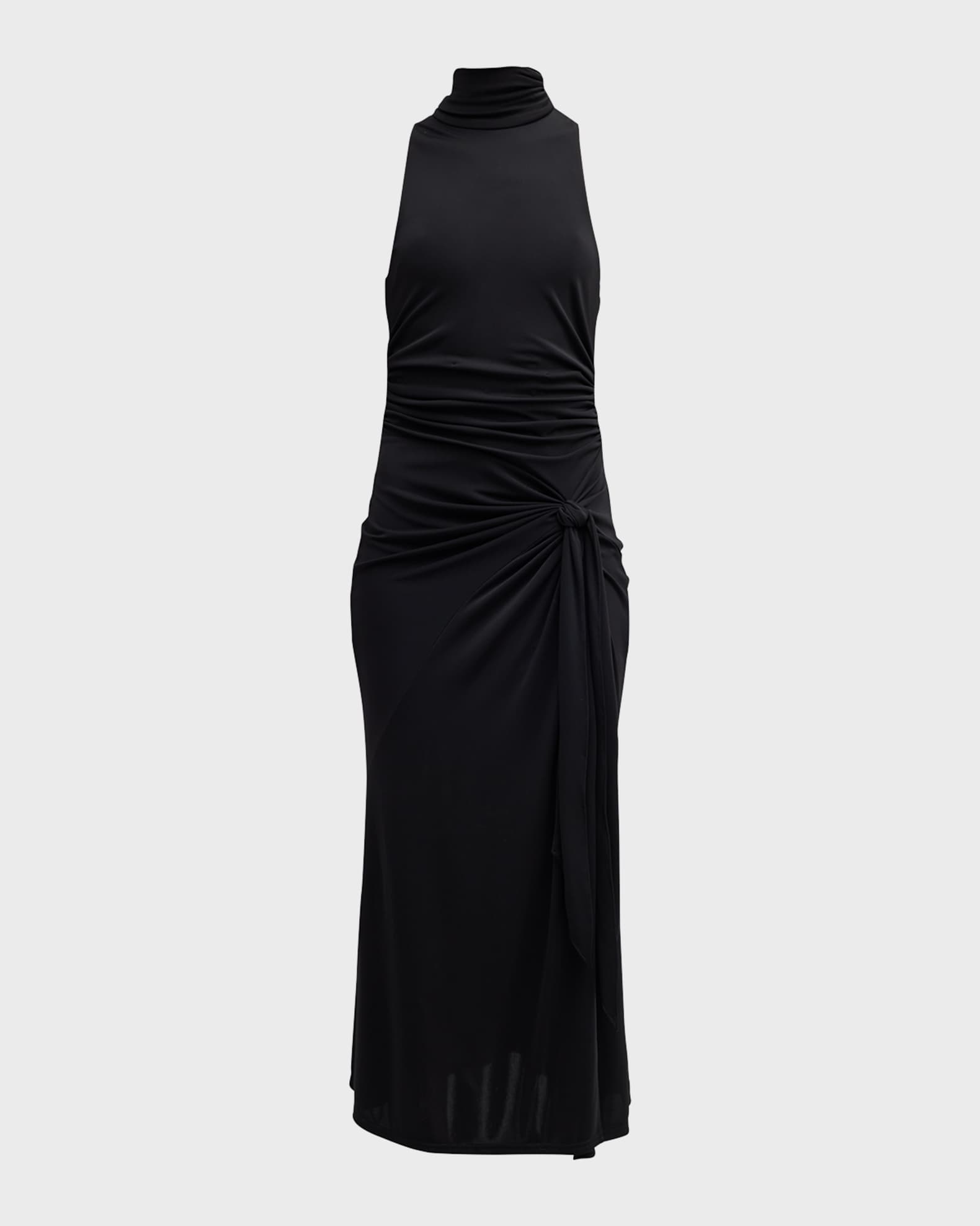Cinq a Sept Rori Sleeveless Side-Tie Turtleneck Midi Dress | Neiman Marcus