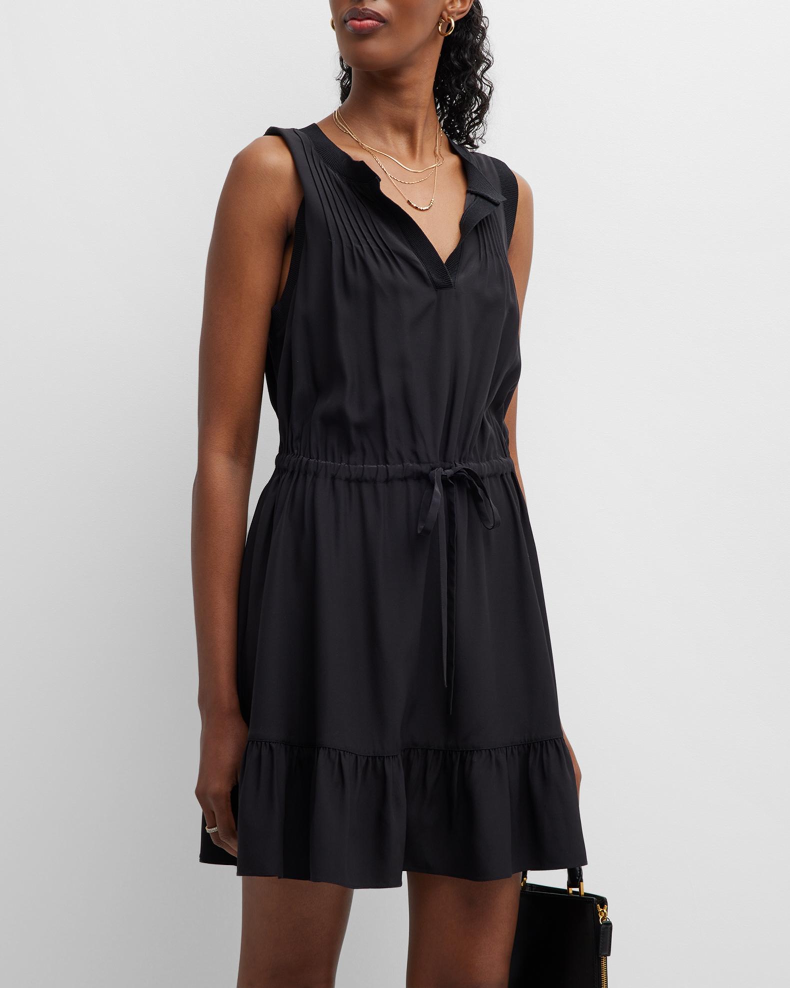 Cinq a Sept Lannah Sleeveless Silk Drawstring-Waist Mini Dress | Neiman ...