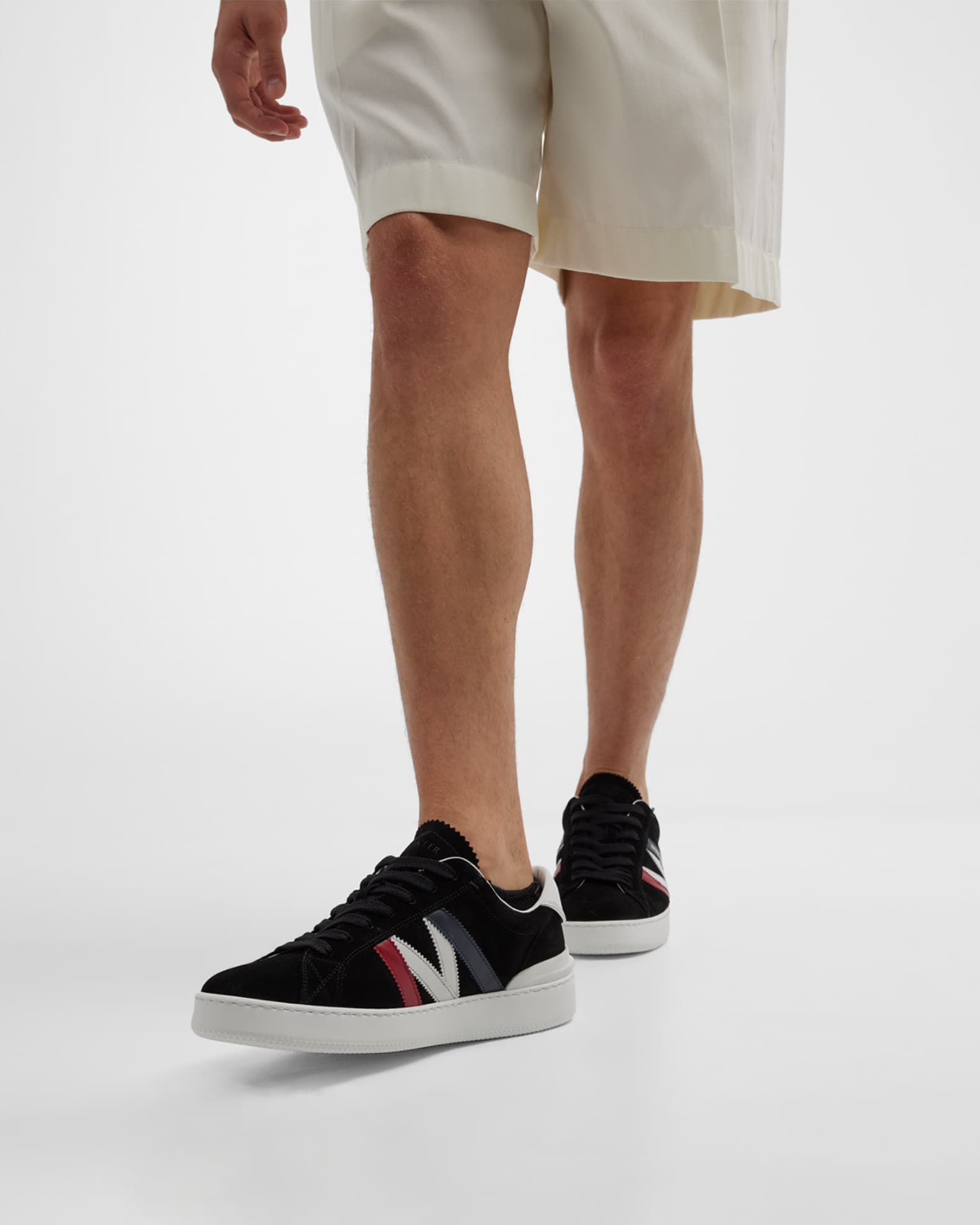 Moncler Men's Monaco M Leather Low-Top Sneakers | Neiman Marcus Moncler Men's Monaco M Leather Low-Top Sneakers | Neiman Marcus