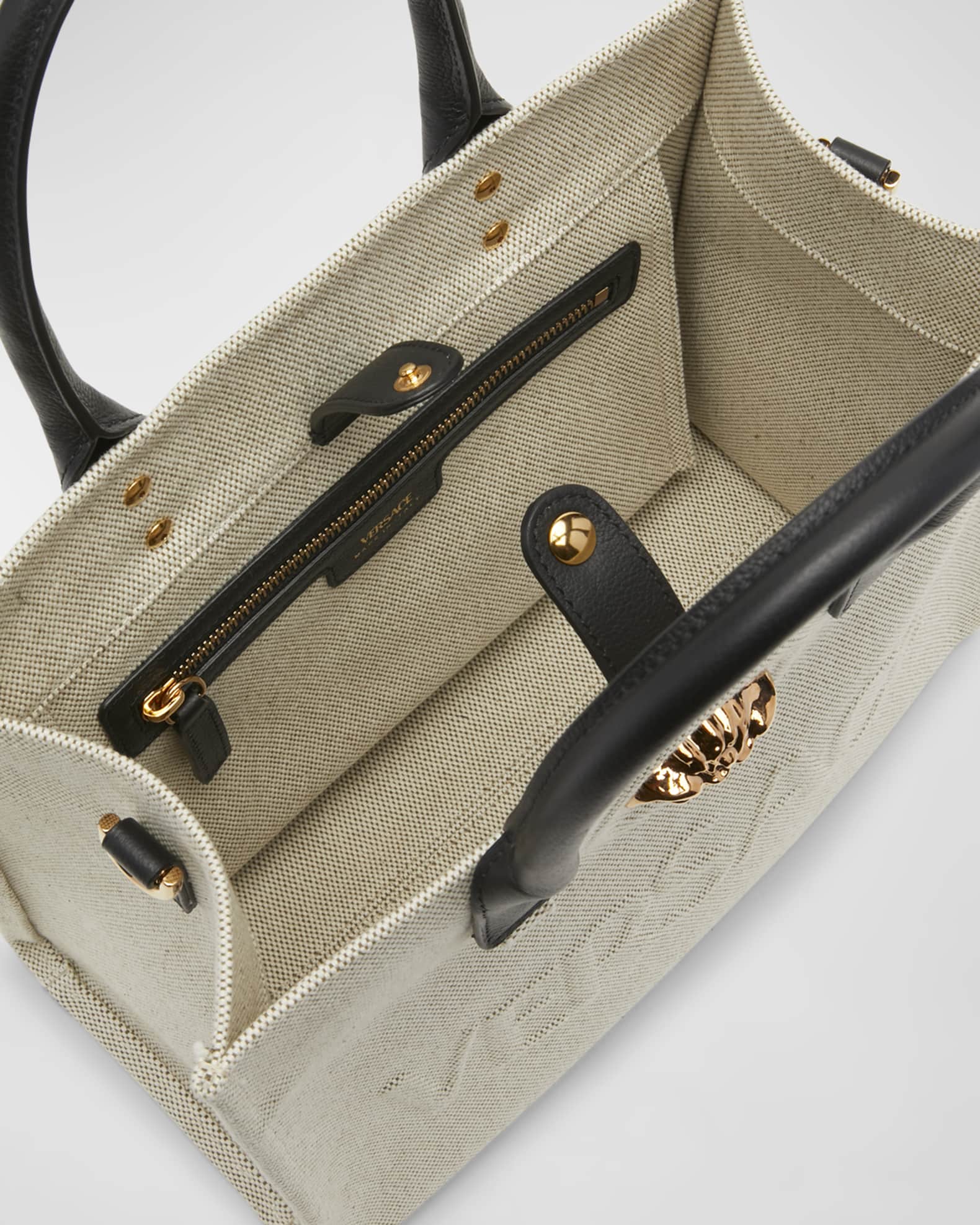 Versace La Medusa Small Canvas Tote Bag | Neiman Marcus