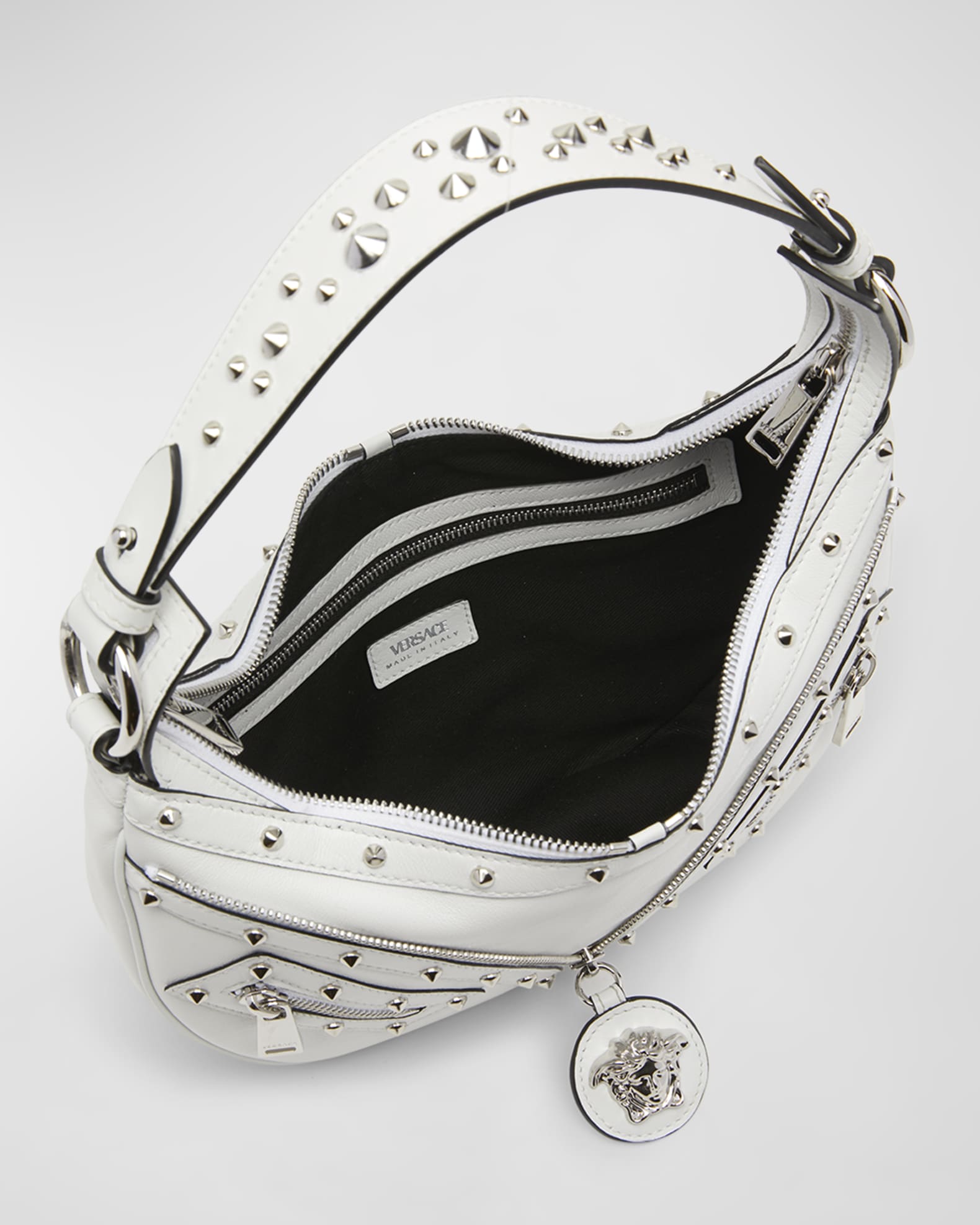 Versace La Medusa Small Studded Hobo Bag Neiman Marcus