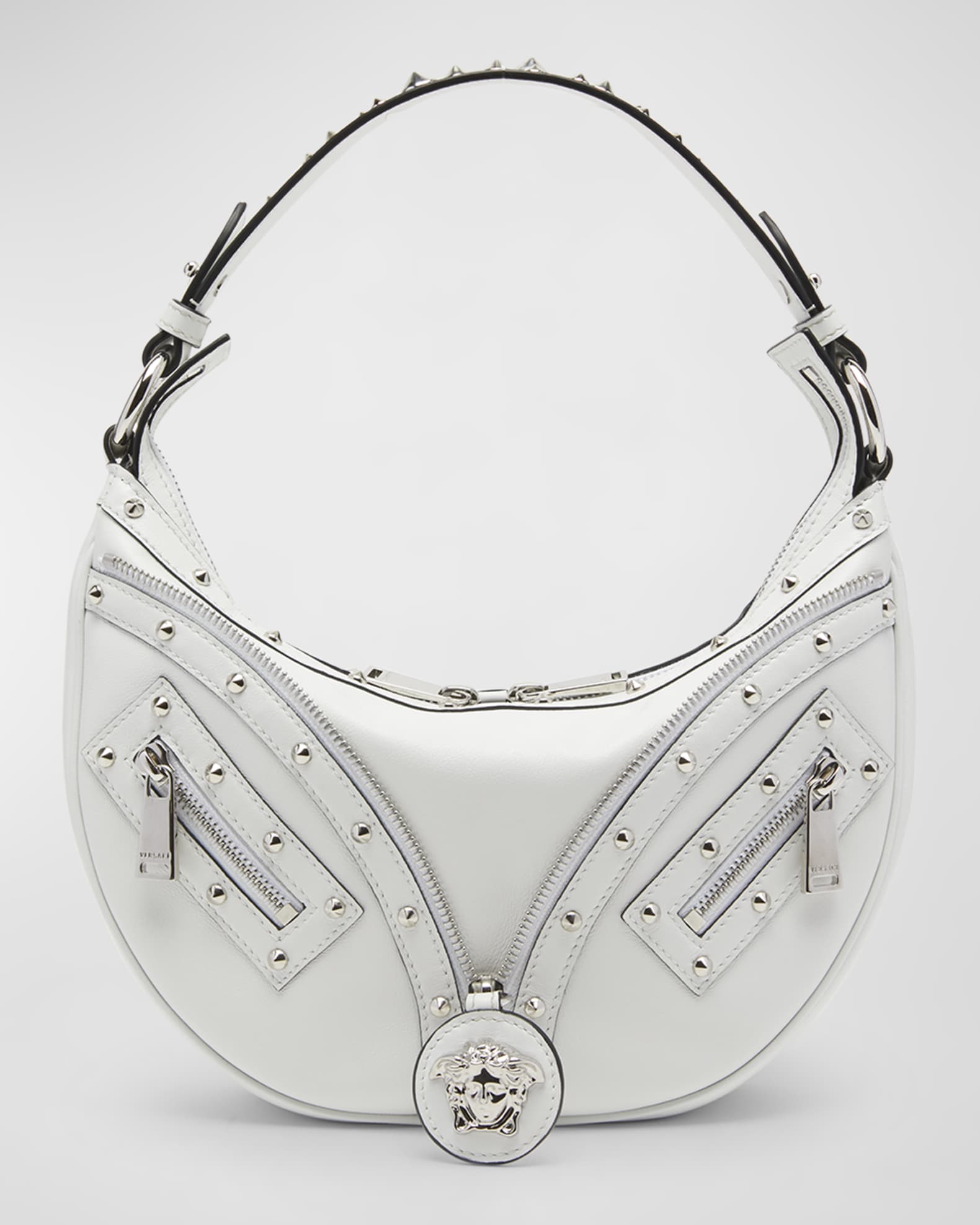 Versace La Medusa Small Studded Hobo Bag Neiman Marcus