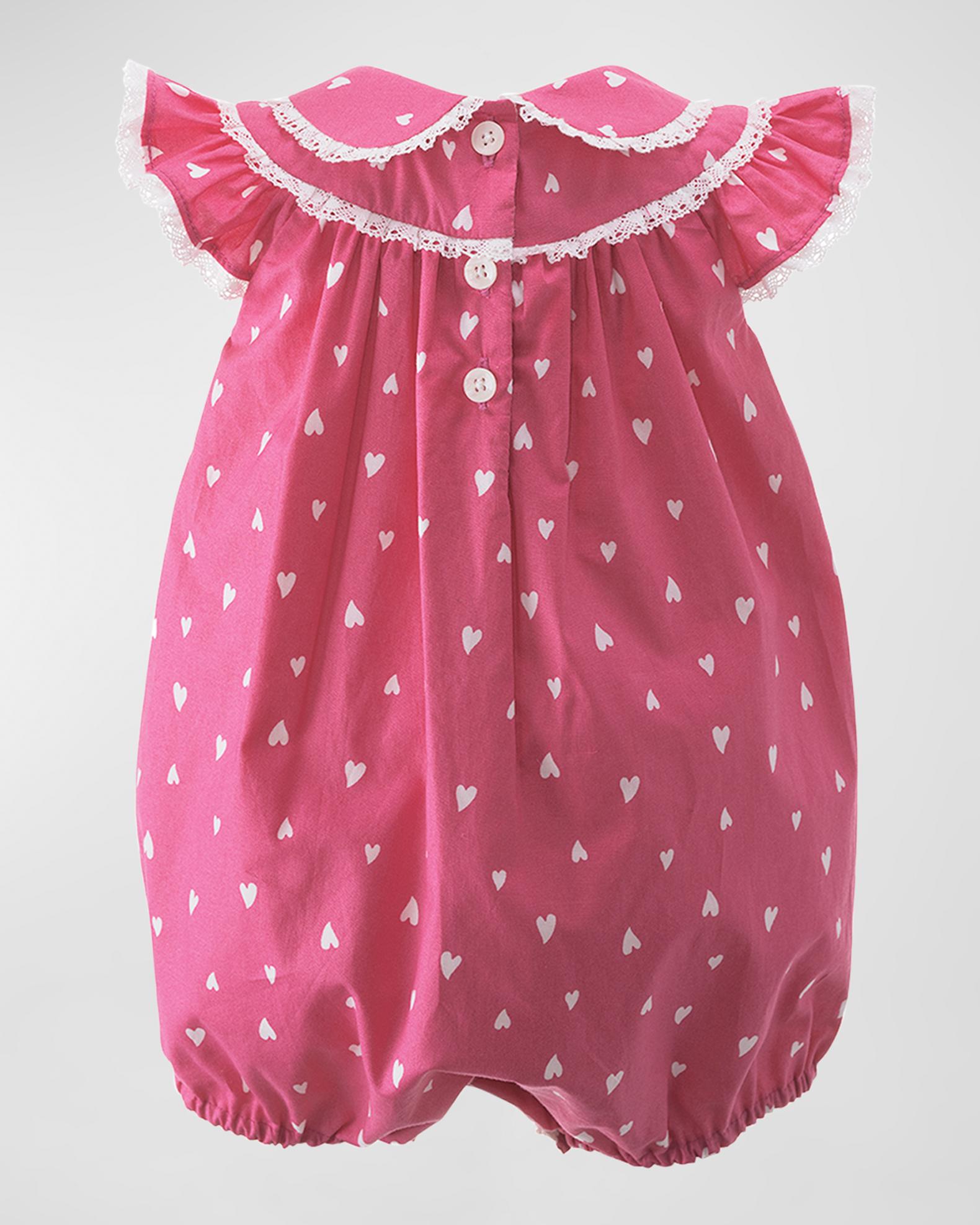 Rachel Riley Girl's Heart Lace Bubble Bodysuit, Size 3M-18M | Neiman Marcus