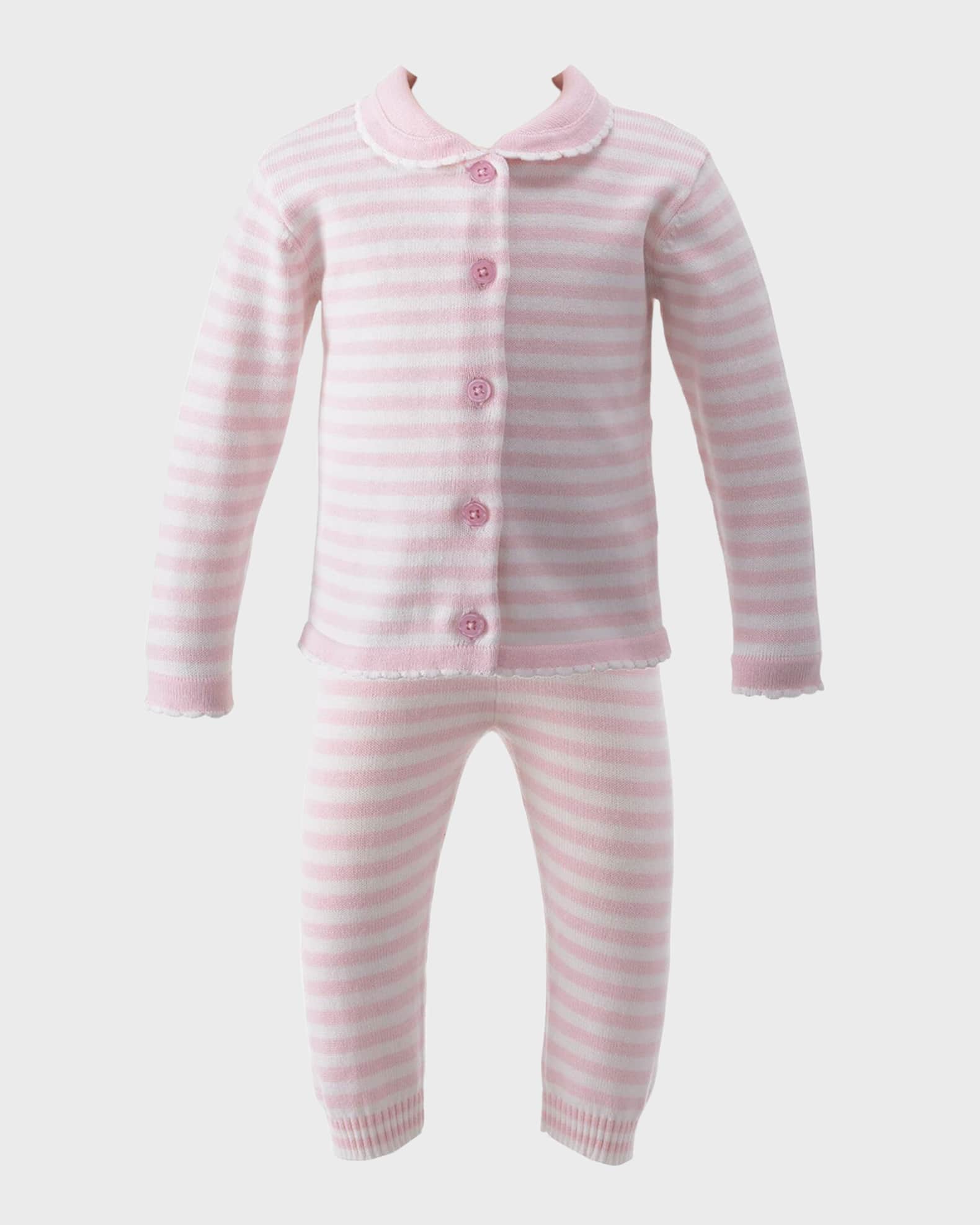 Girl's Two-Piece Striped Knitted Set, Size 3M-24M 0
