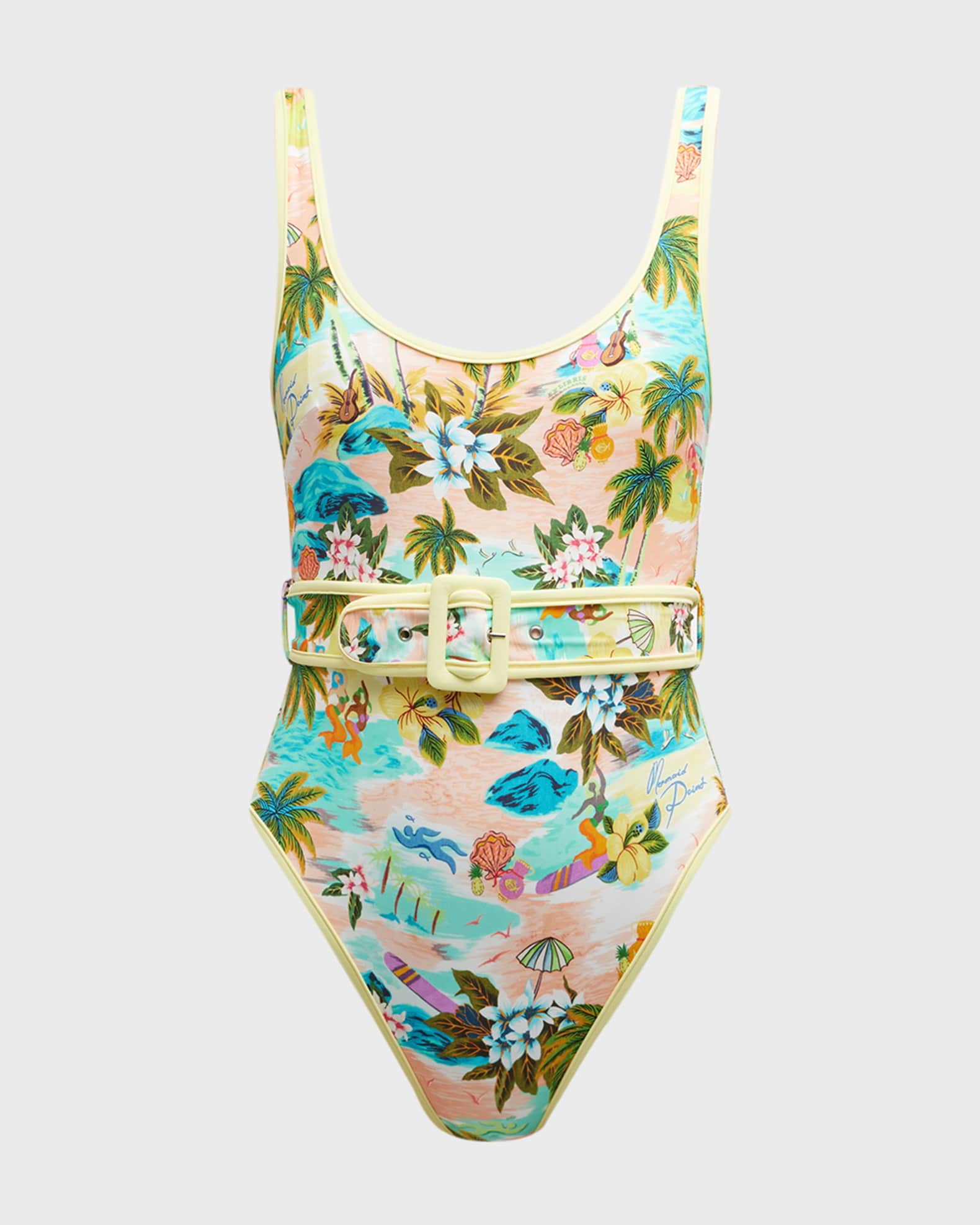 ALEMAIS Mermaid Point Belted OnePiece Swimsuit Neiman Marcus