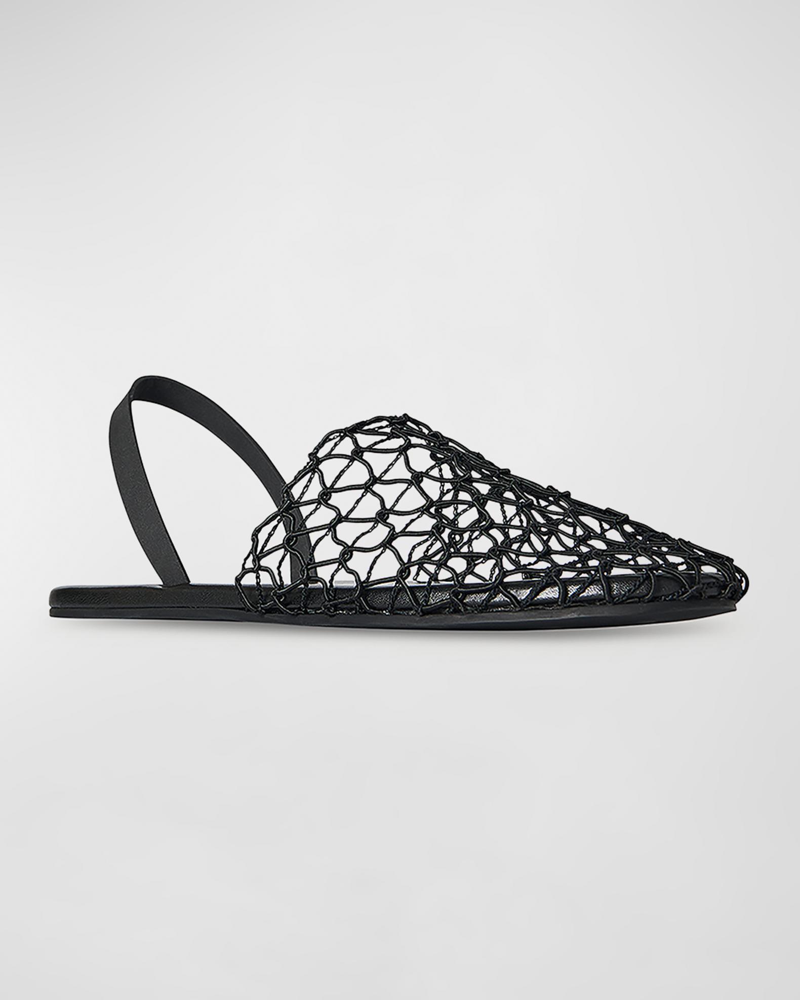 THE ROW Woven Net Leather Slingback Slippers | Neiman Marcus