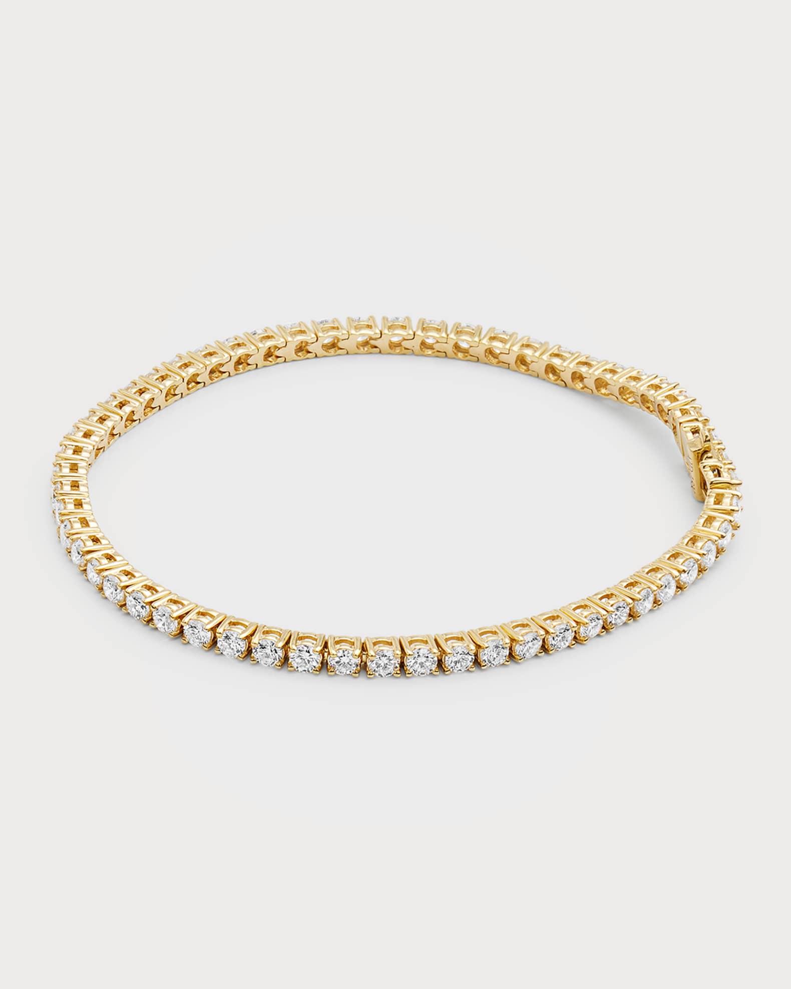 18K Yellow Gold GH/SI Diamond 4-Prong Bracelet, 7"L, 4.48tcw 0