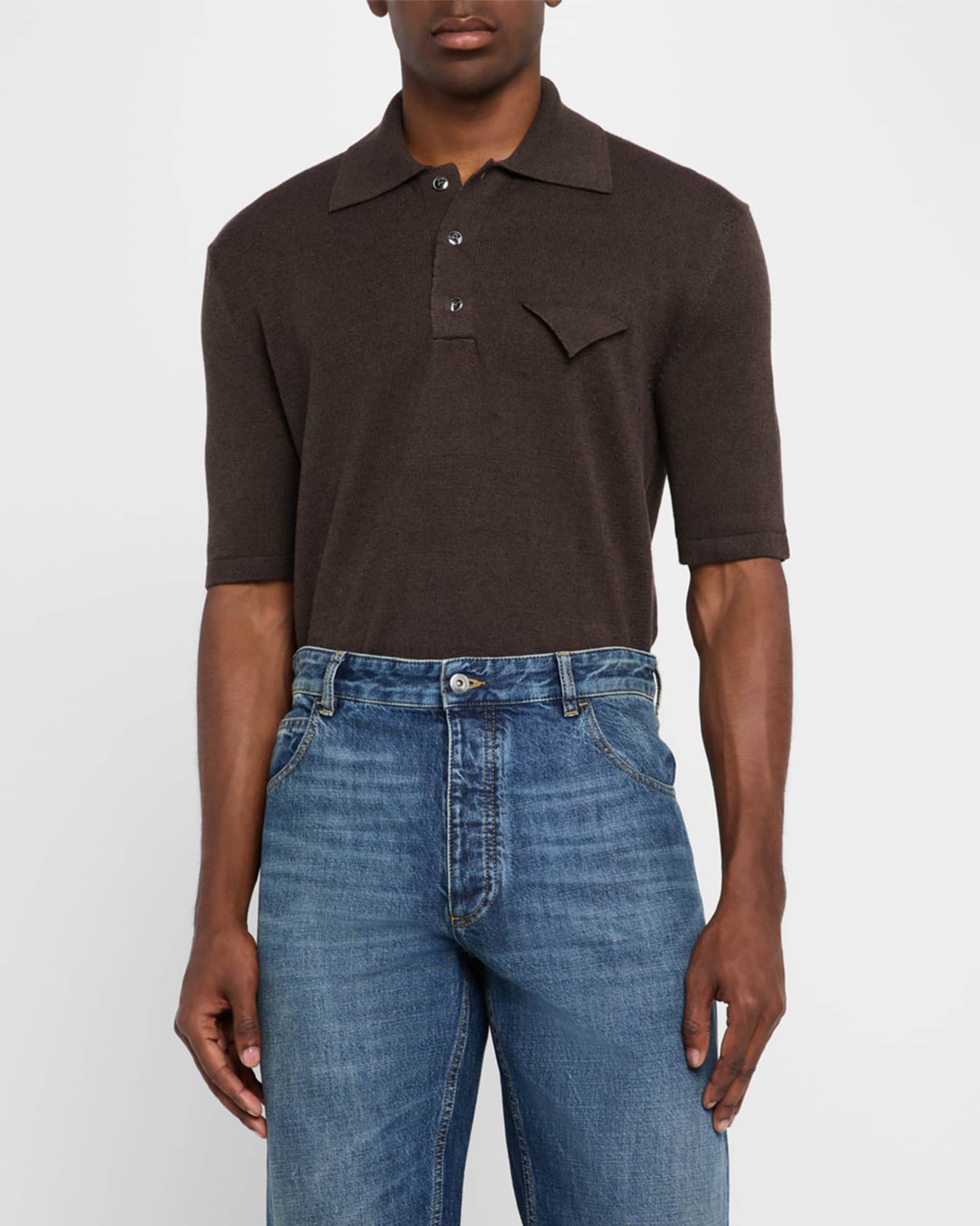 Tシャツ・カットソー BOTTEGA VENETA Bottega Veneta String Linen Knit Polo Bottega Veneta Linen-Knit Polo in Natural for Men | Lyst