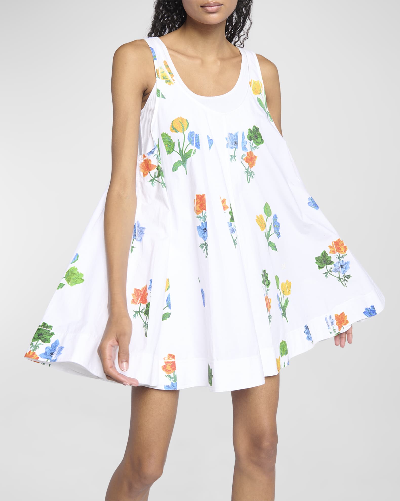 Loewe Floral Print Baby Doll Mini Dress Neiman Marcus