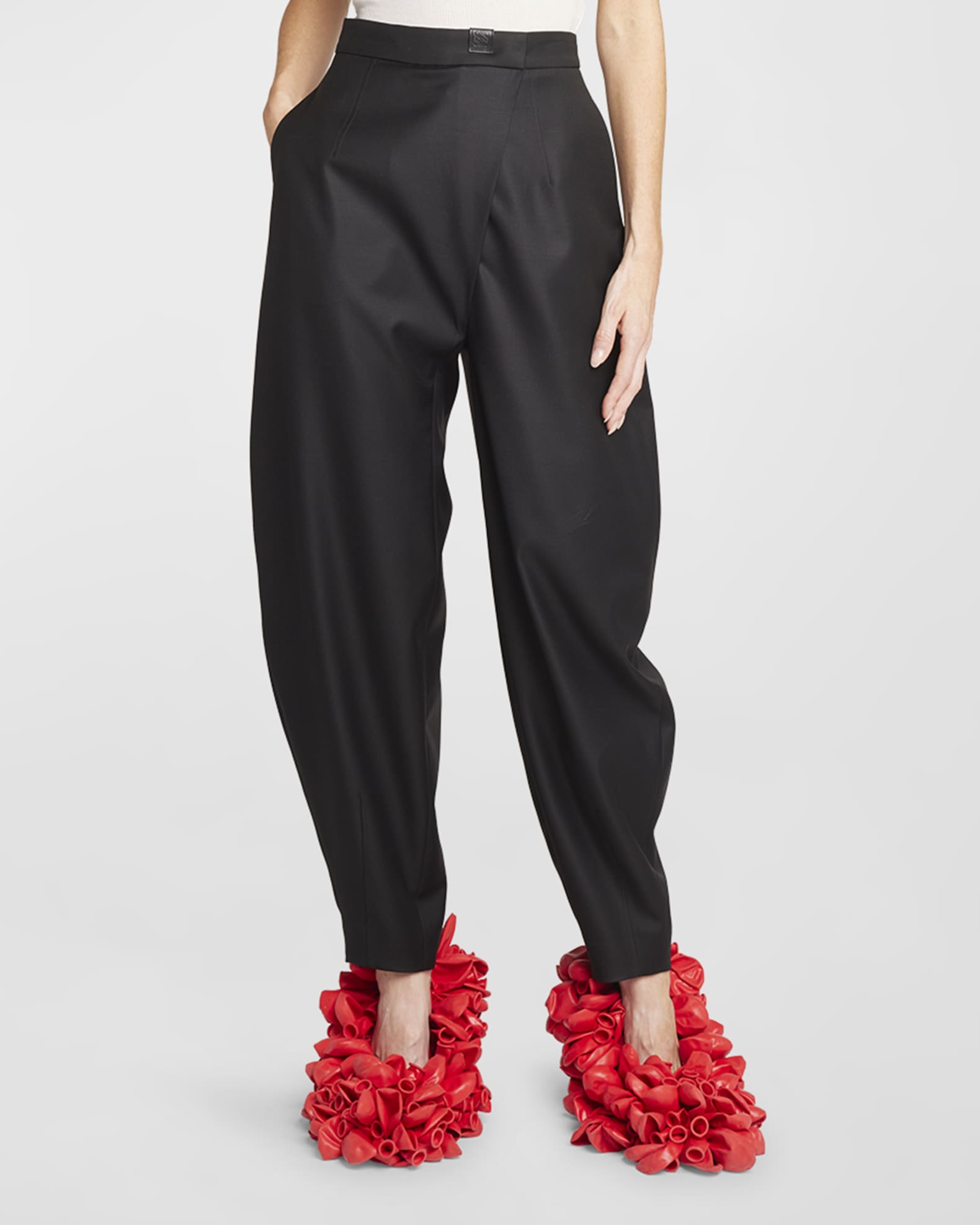 Loewe Asymmetric Button Barrel-Leg Pant | Neiman Marcus