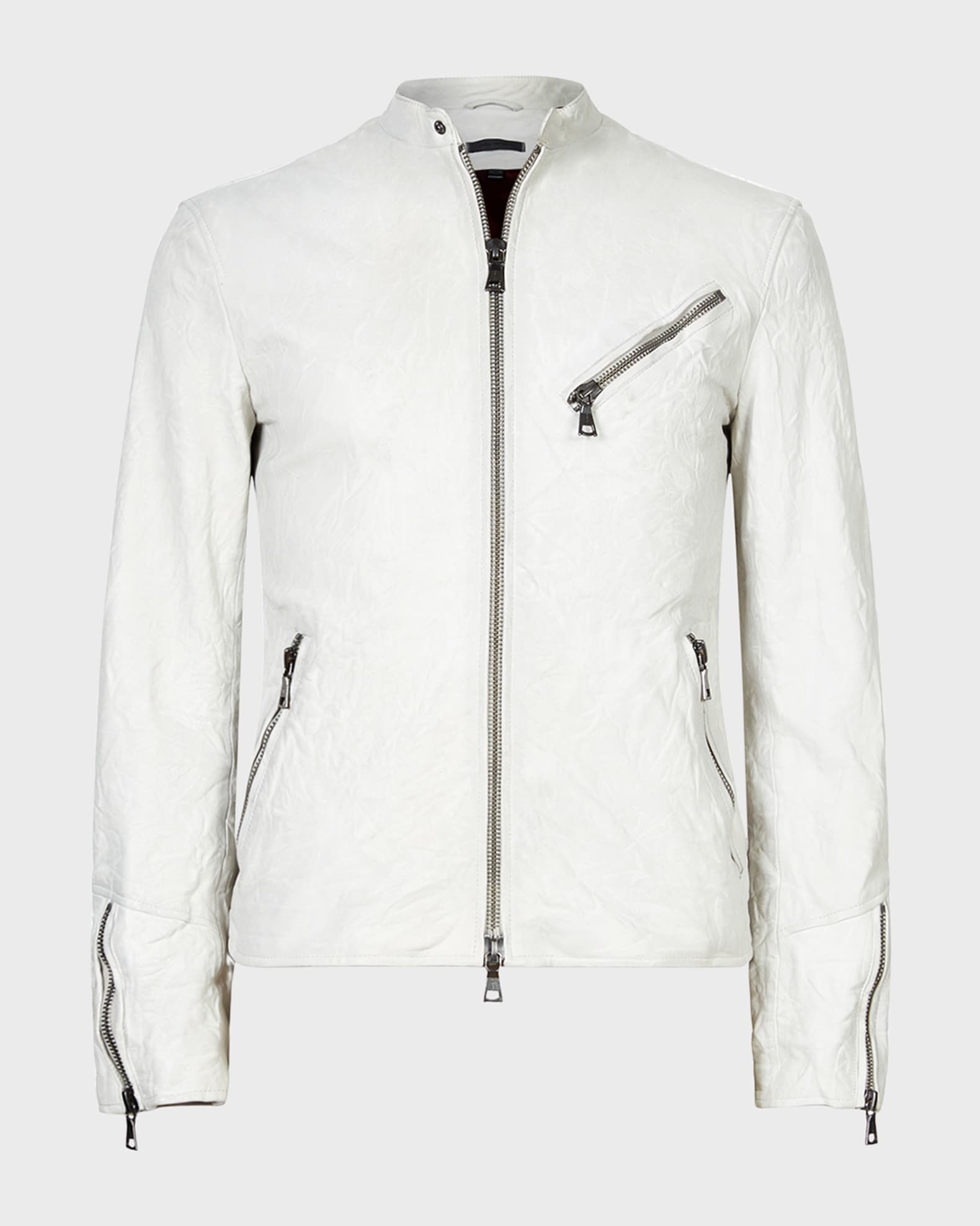 John Varvatos Men's Conner Crinkled Leather Racer Jacket Neiman Marcus