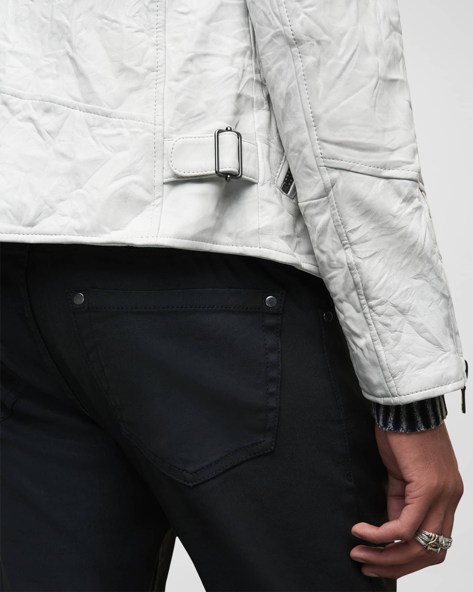 John Varvatos Men's Conner Crinkled Leather Racer Jacket Neiman Marcus