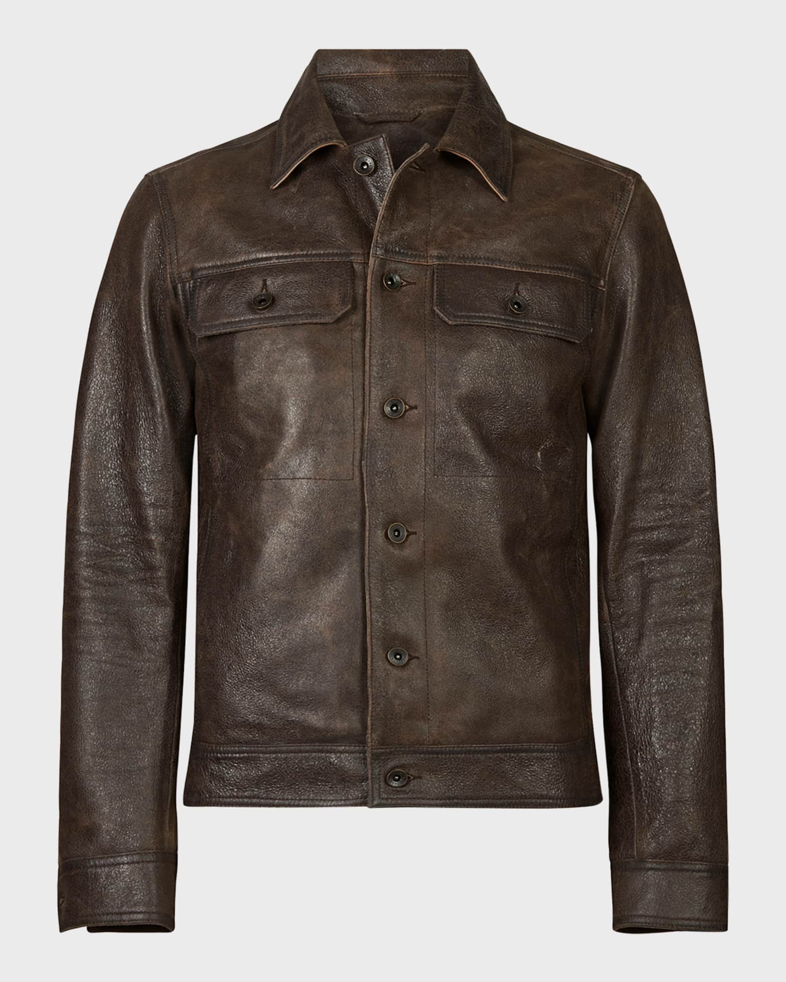 John Varvatos Men's Saul Leather Trucker Jacket | Neiman Marcus