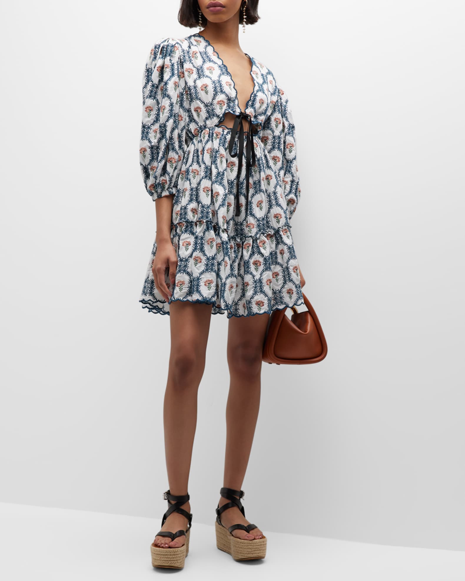 Lug Von Siga Elina Floral-Embroidered Mini Dress | Neiman Marcus