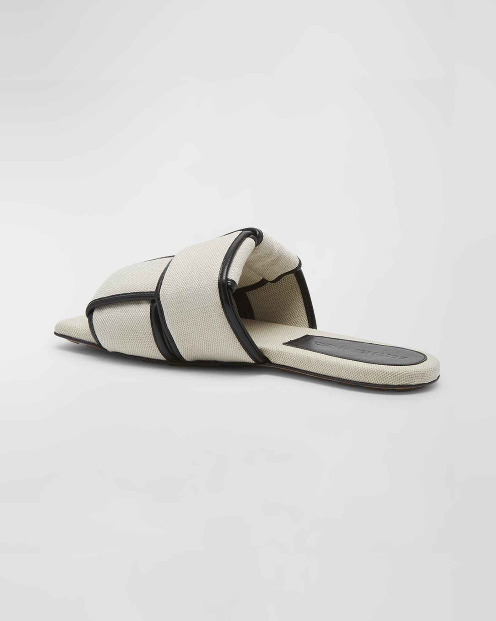 Bottega Veneta Canvas Patch Mule Flat Sandals | Neiman Marcus