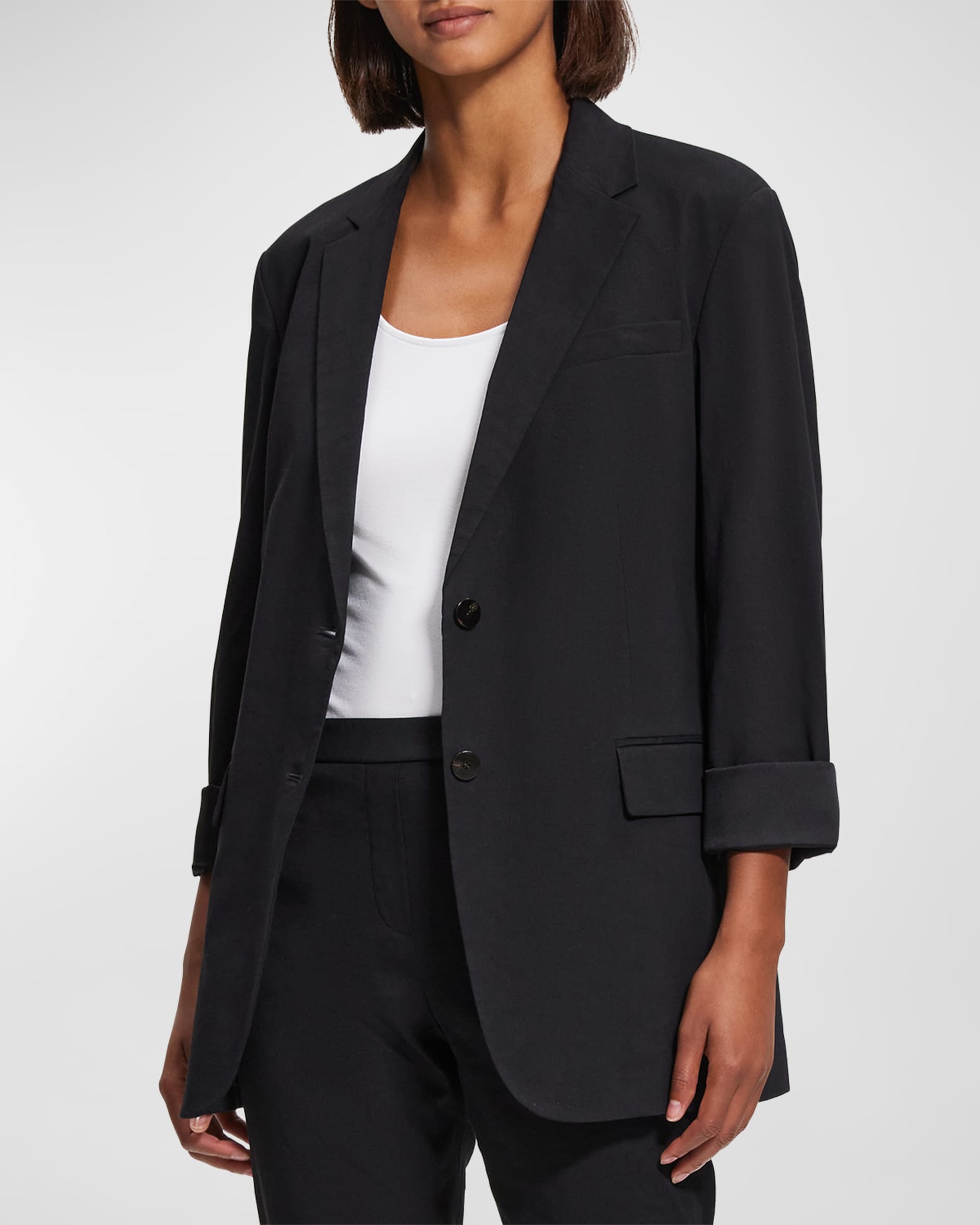 Theory RolledSleeve Boyfriend Jacket Neiman Marcus