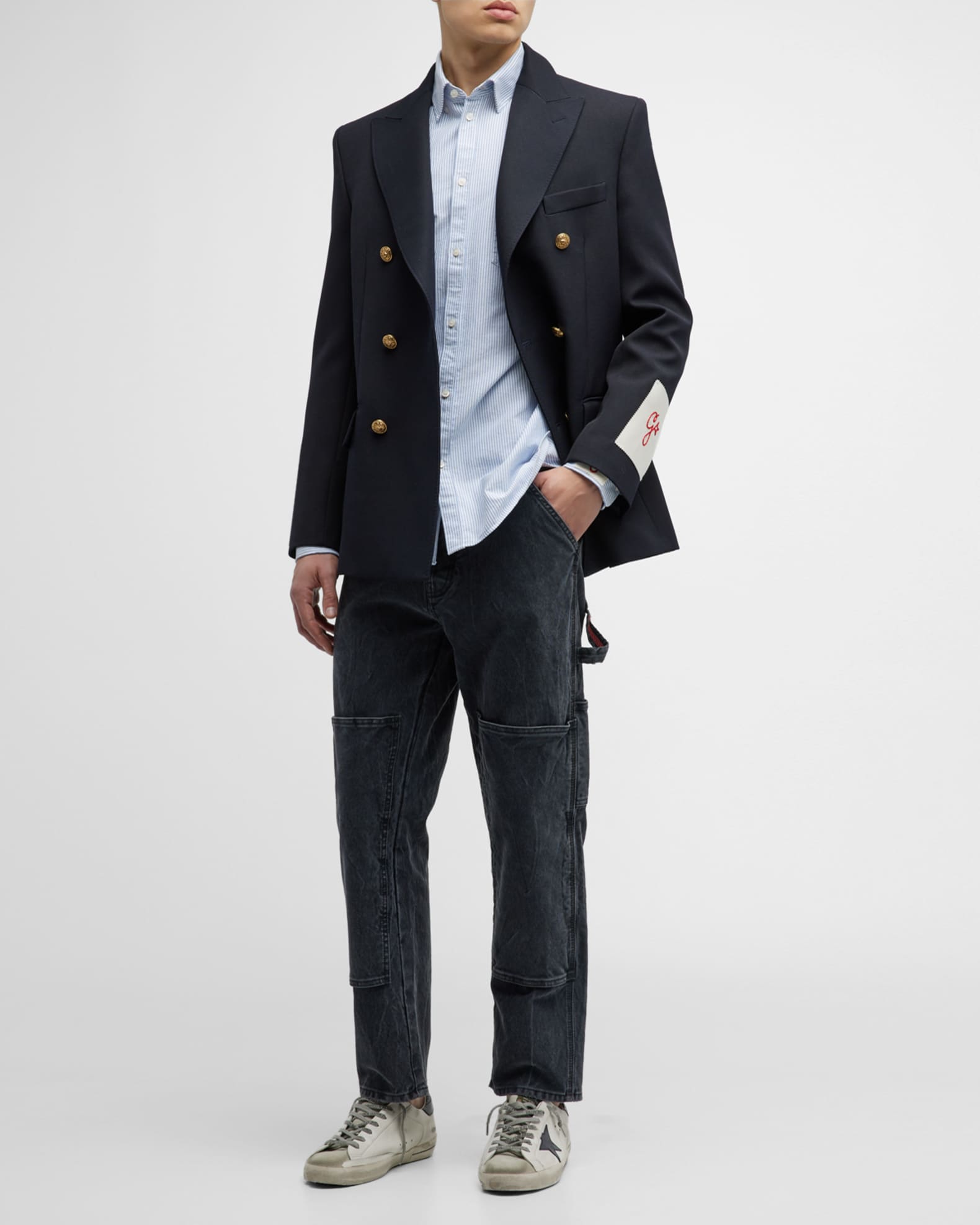 Golden Goose Men's Double-Breasted Gabardine Blazer | Neiman Marcus