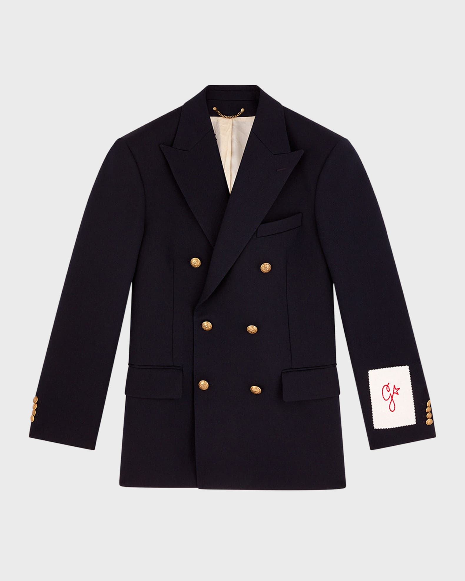 Men's Navy Wool Double-Breasted Blazer