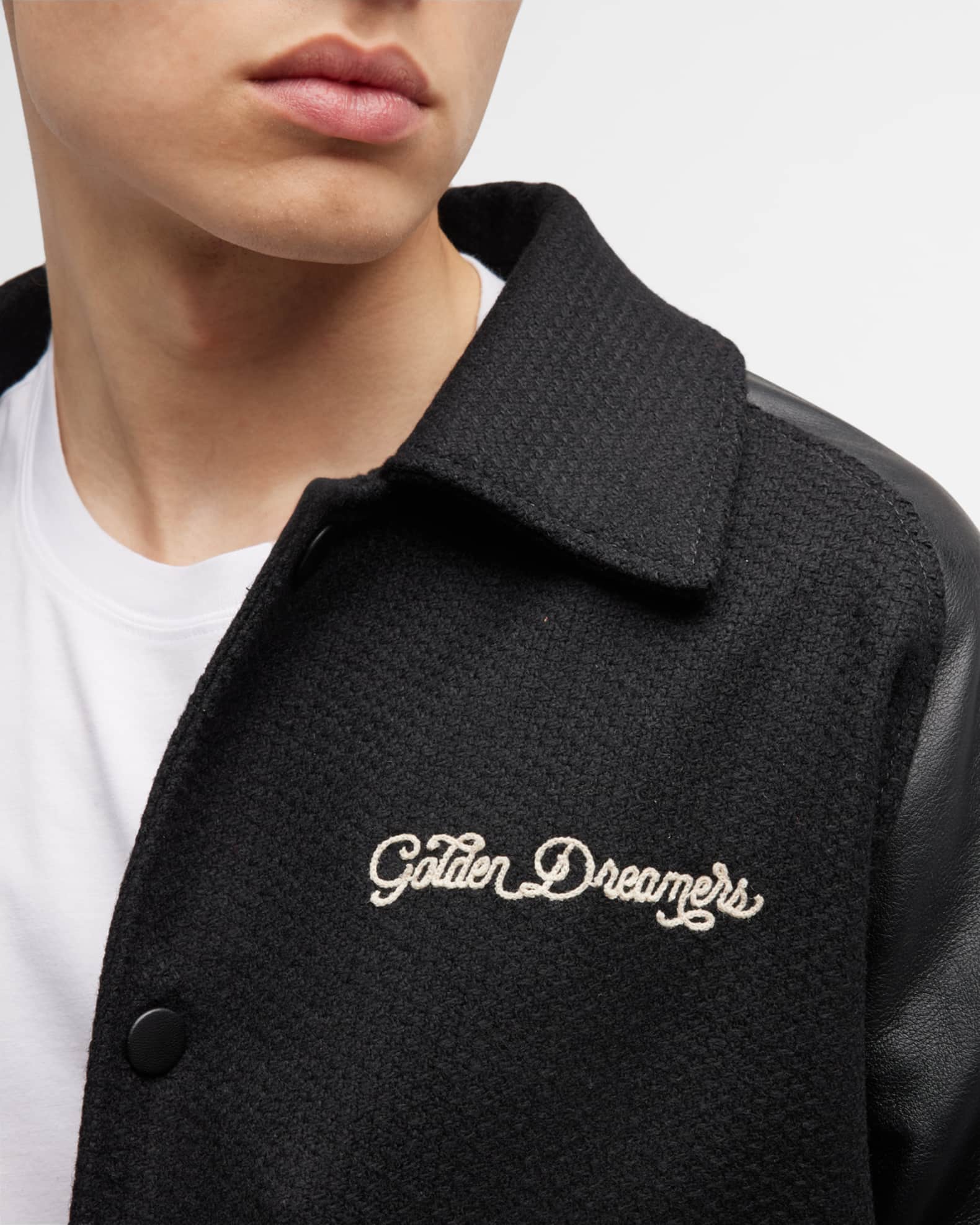Golden Goose Men s Bomber Jacket with College Patches Neiman Marcus