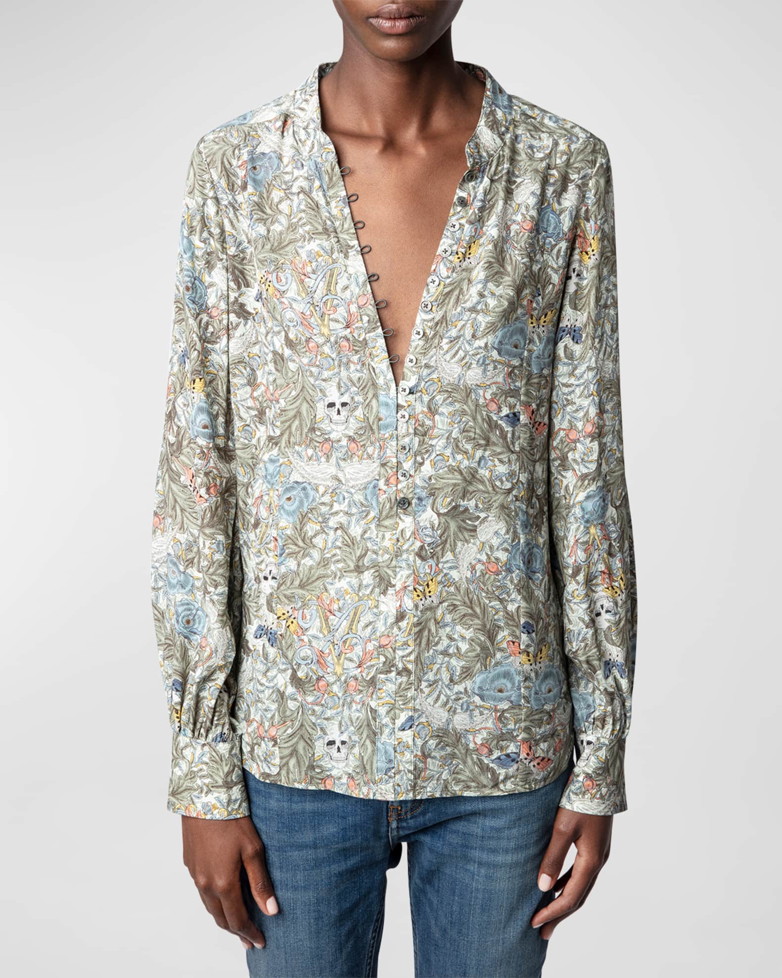 Floral Twina Button-Front Blouse