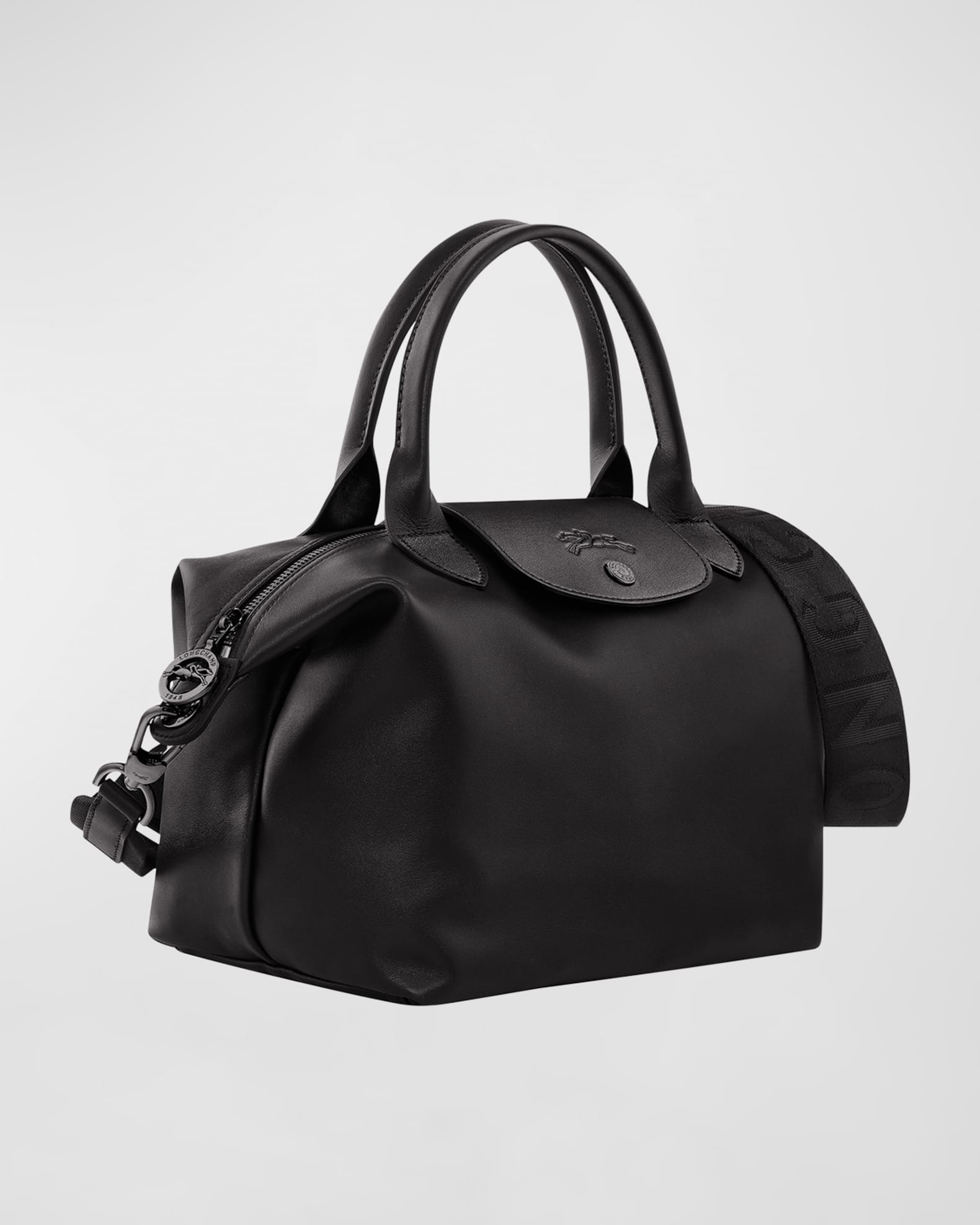 Longchamp Black Leather Le Pliage Cuir Small