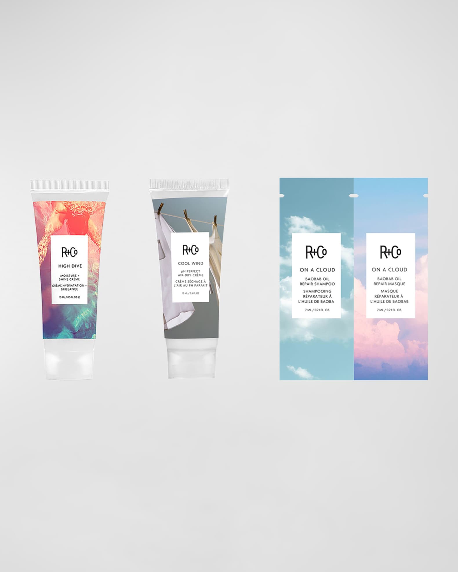High Dive Deluxe, Cool Wind Deluxe, and On A Cloud Packettes - Yours with any $60 R+Co Purchase 0