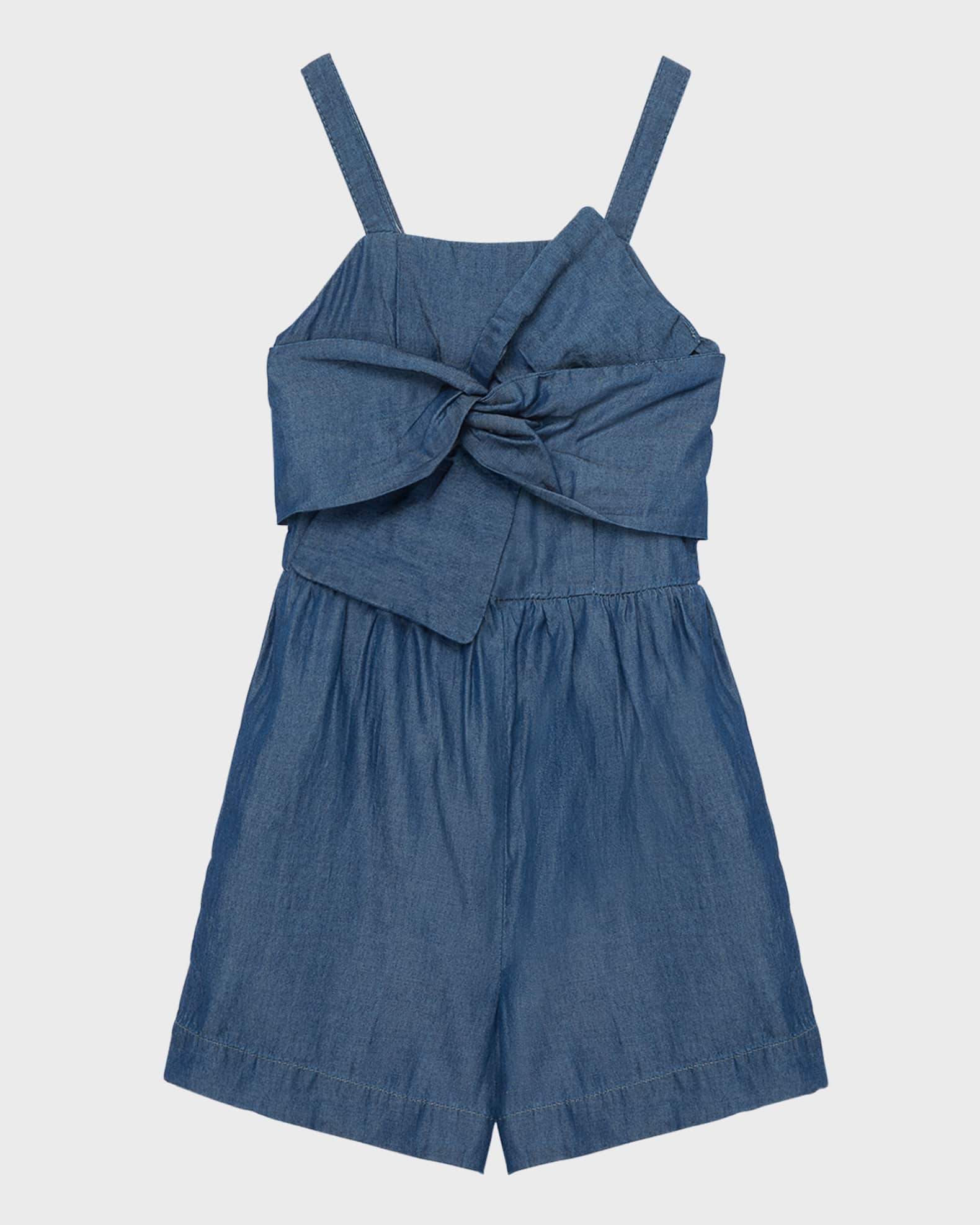 Habitual Girl's Bow Front Smocked Romper, Size 2-4