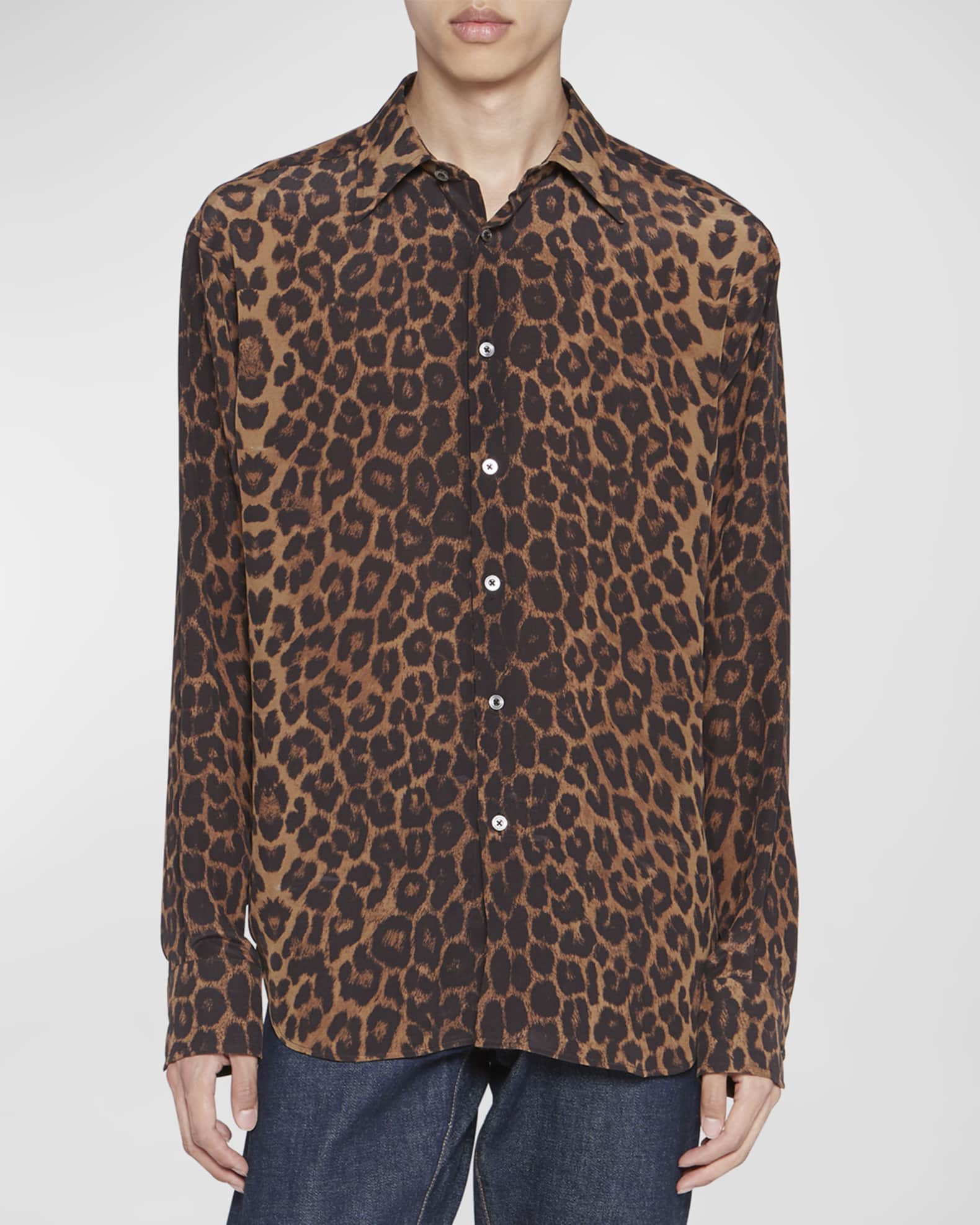 TOM FORD Men's Leopard-Print Relaxed Fit Sport Shirt | Neiman Marcus