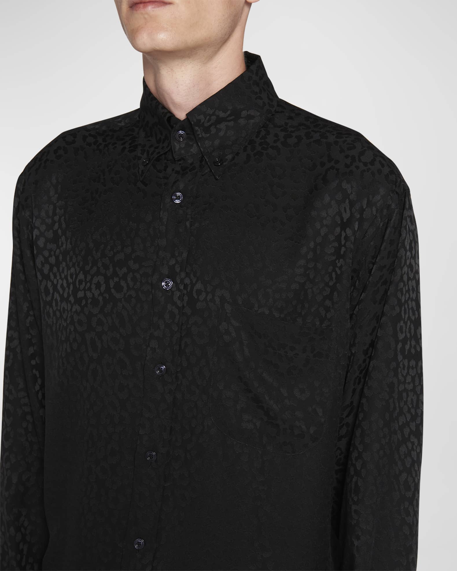 TOM FORD Men's Tonal Leopard Sport Shirt | Neiman Marcus
