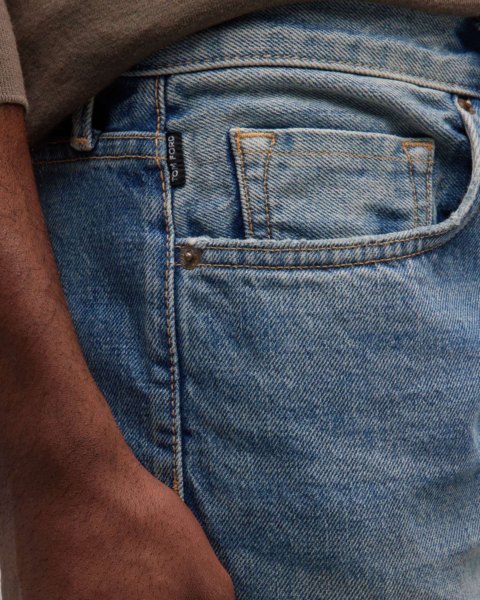 TOM FORD Men's Slim Fit Distressed Jeans Neiman Marcus