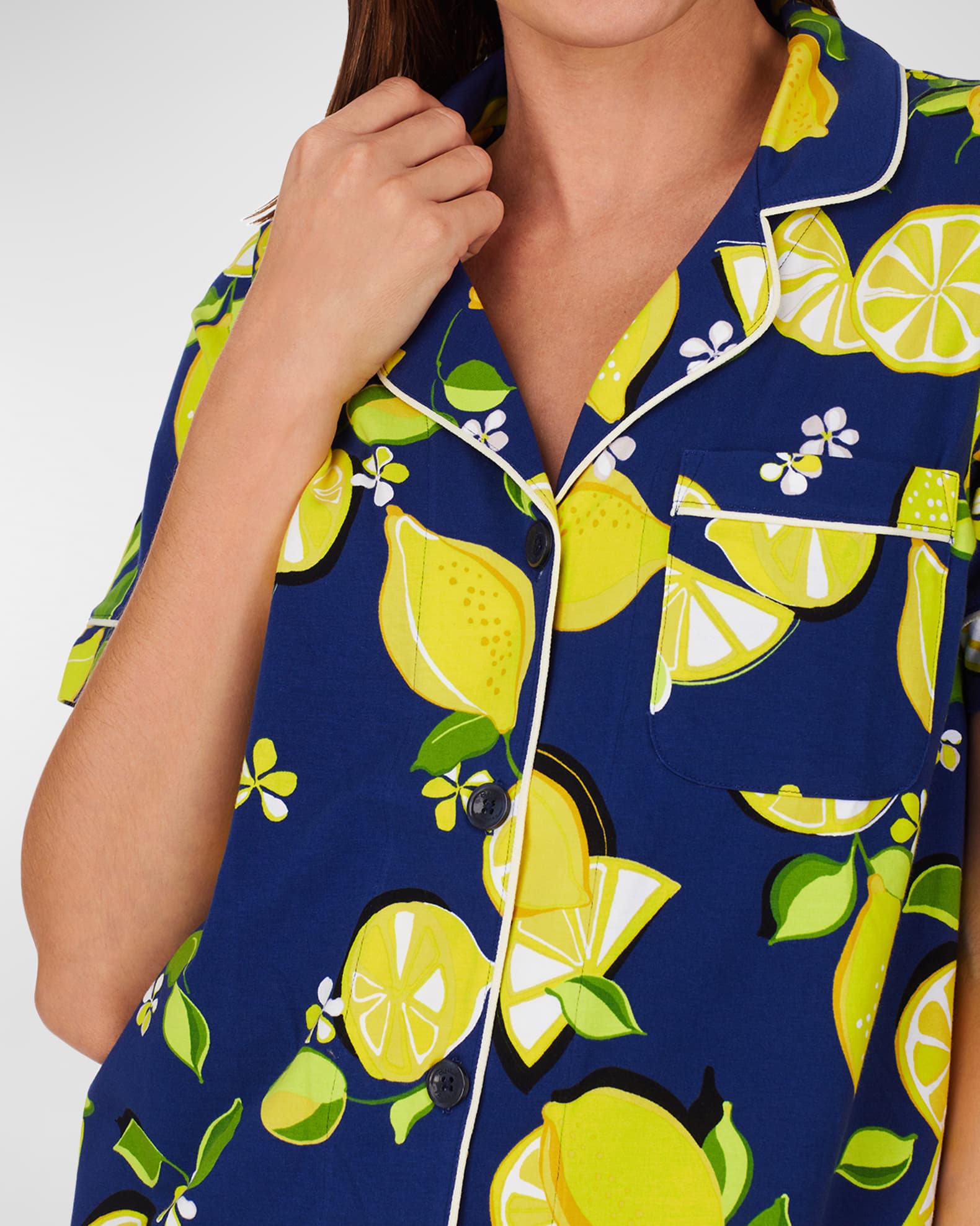 Trina Turk x Bedhead Pajamas LemonPrint Shorty Pajama Set Neiman Marcus