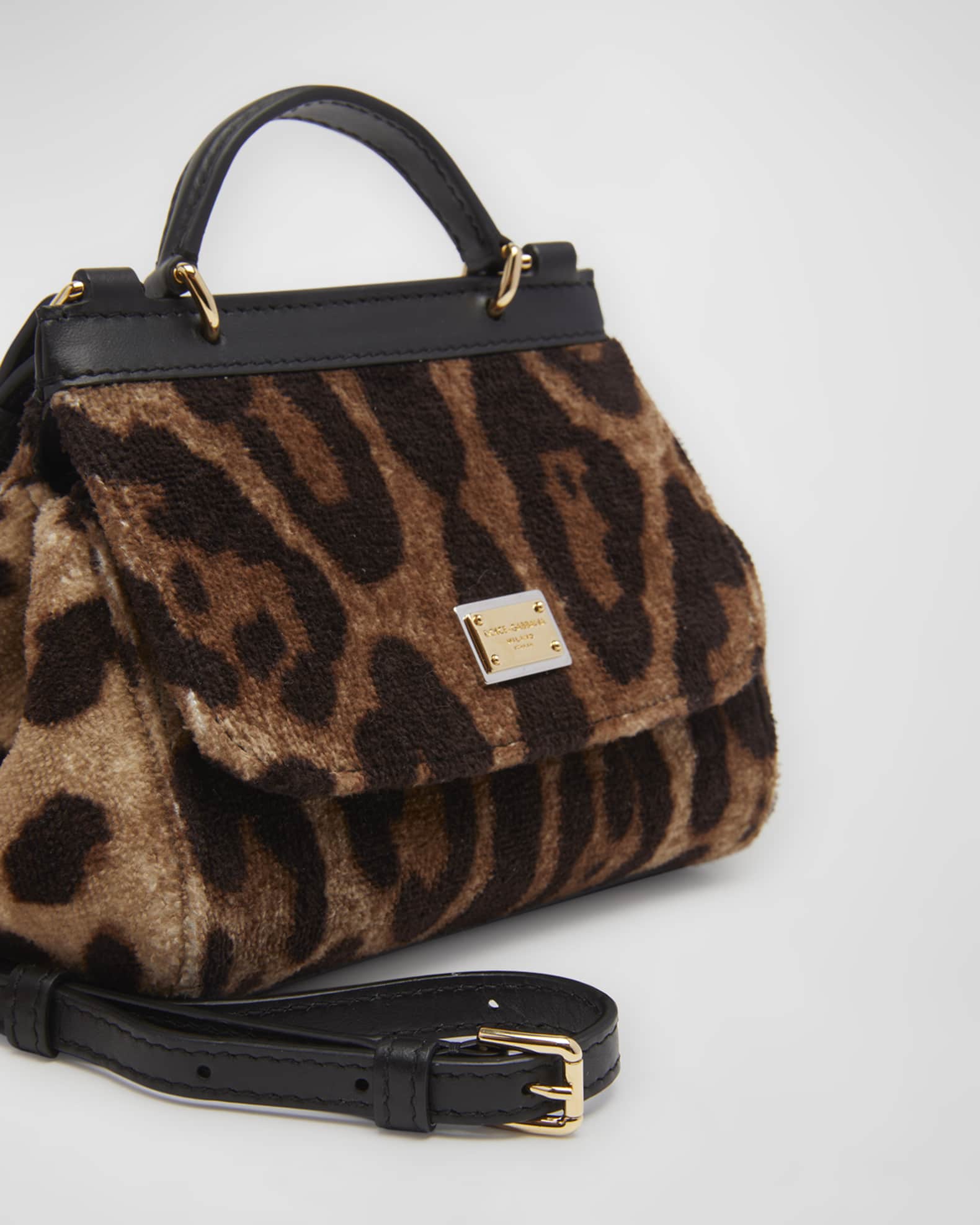 Dolce&Gabbana Girl's Sicily Faur-Fur Leopard-Print Satchel Bag