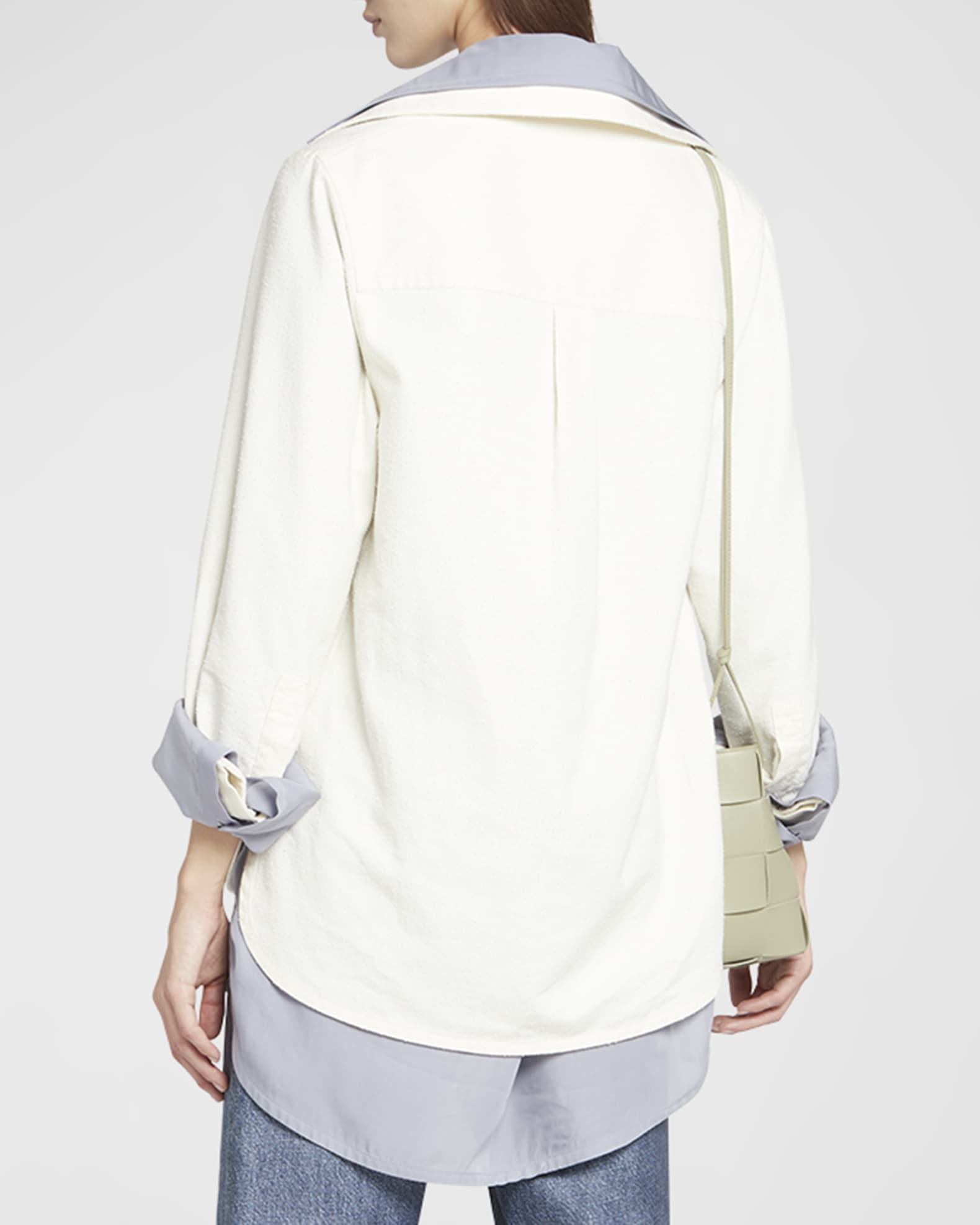 Bottega Veneta Layered Button-Front Cotton Shirt | Neiman Marcus