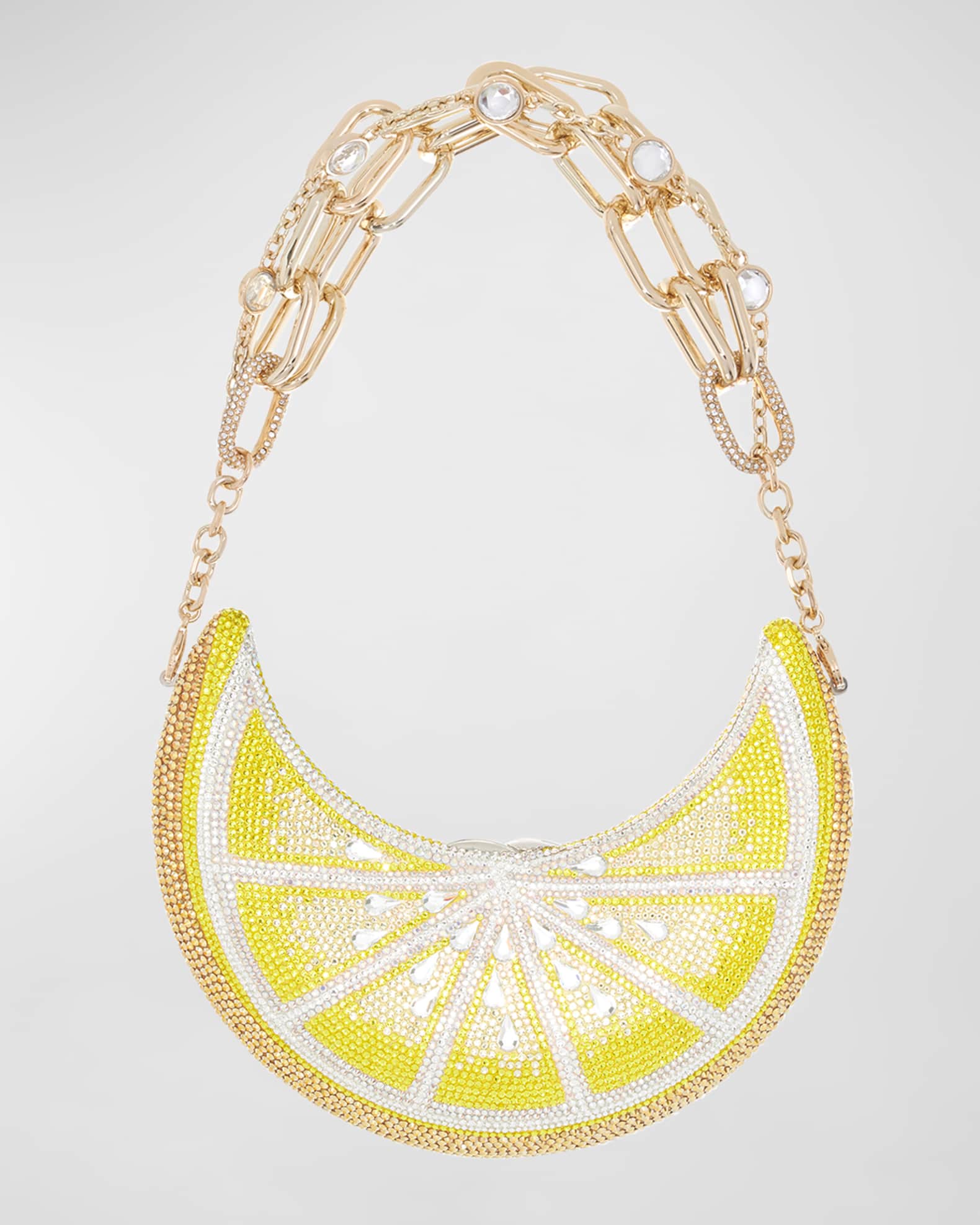 Crescent Chain Designer Crossbody Bag: Yellow Fringe Handbag
