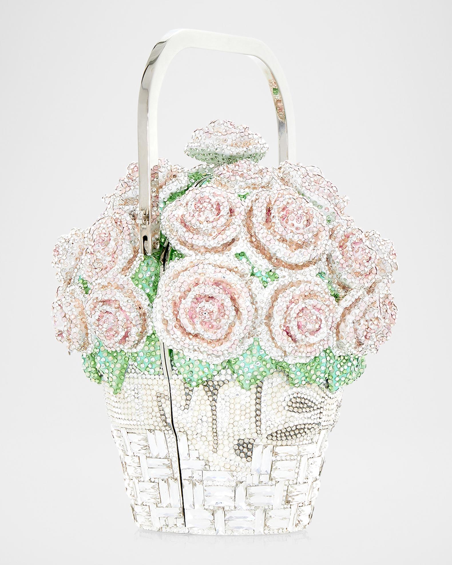 Judith Leiber Couture Basket of Roses Blush Bouquet Top-Handle Bag