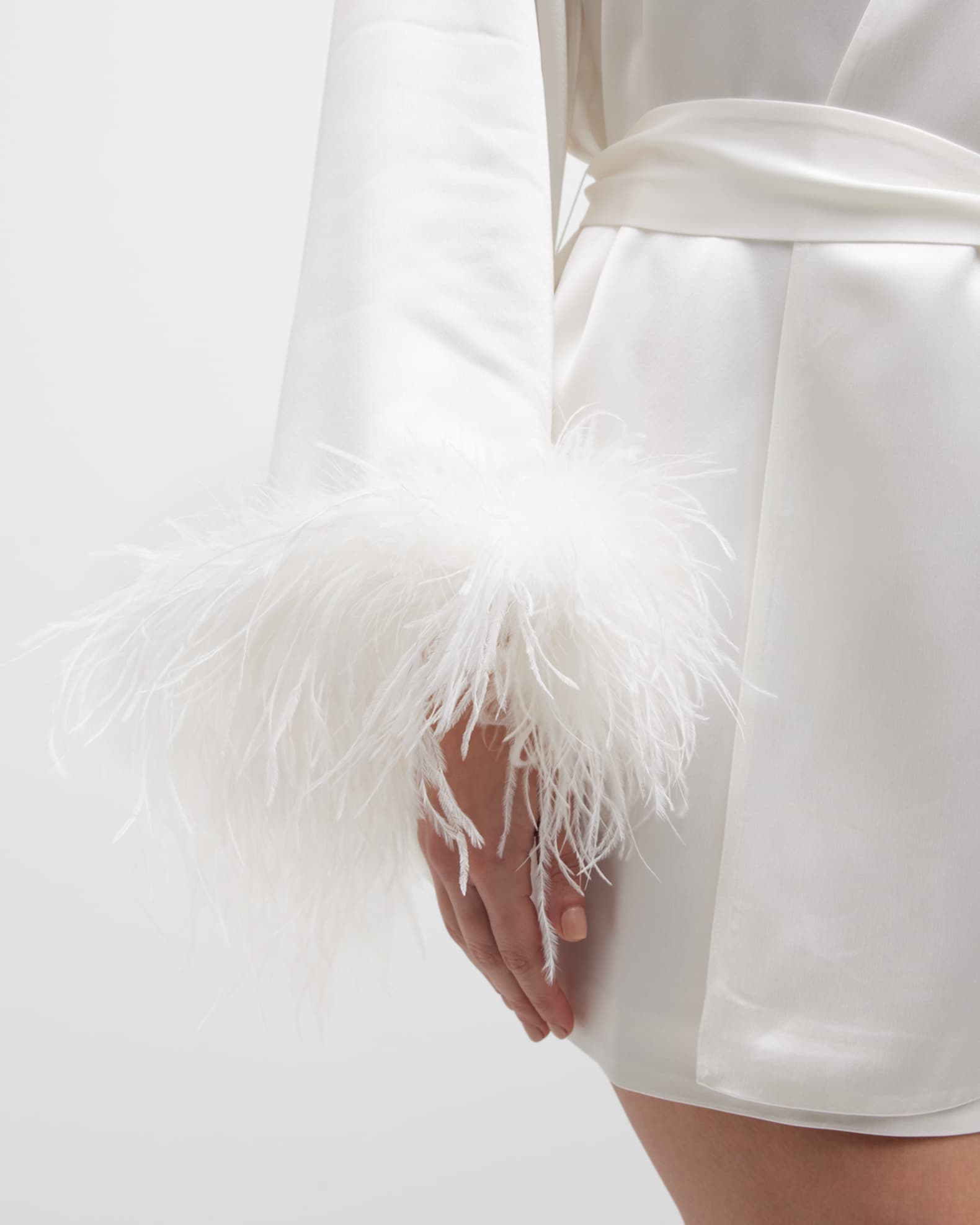 Retrofete Eva FeatherCuff Mini Robe Wrap Dress Neiman Marcus