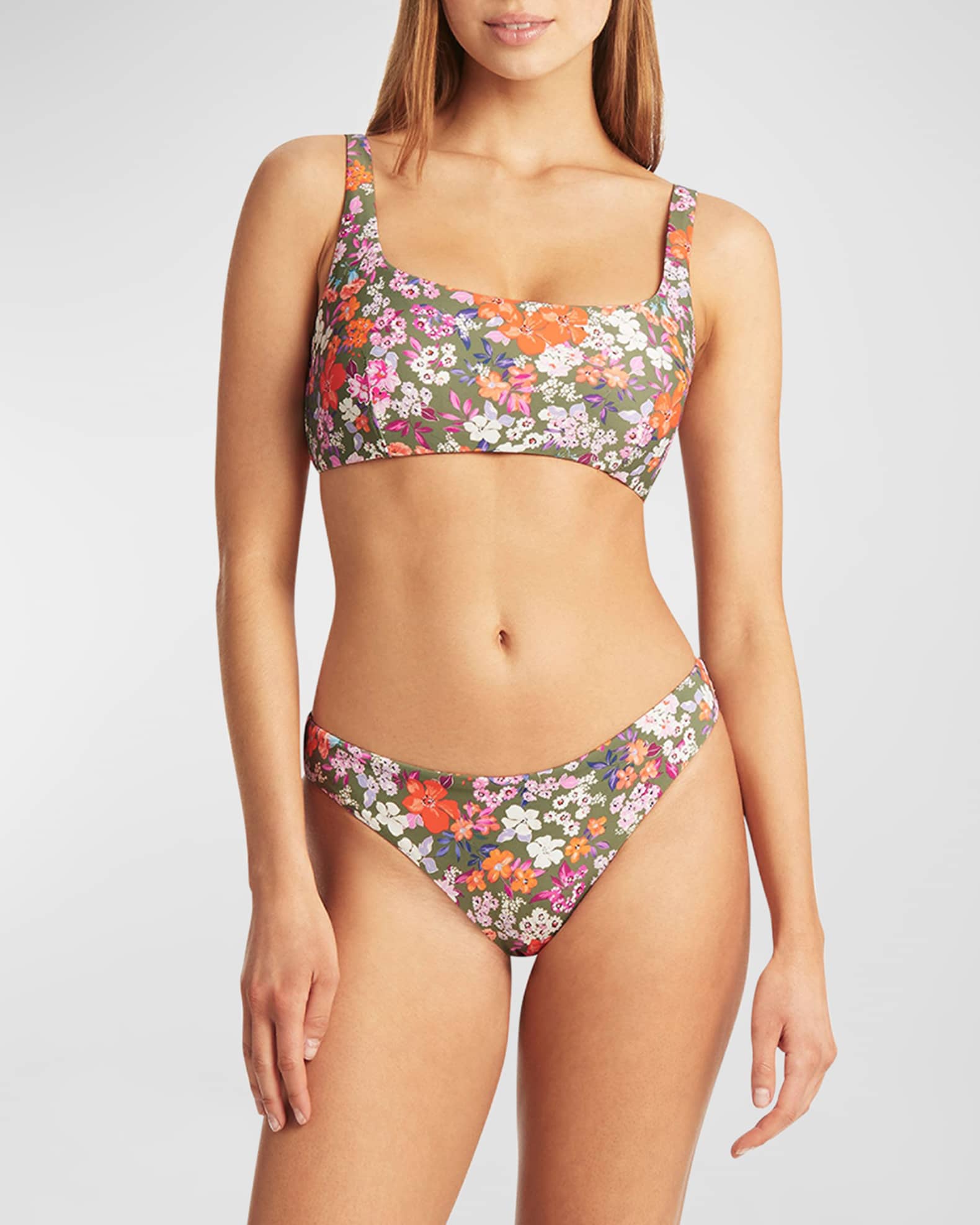 Floral Square Neck Bralette Bikini Top