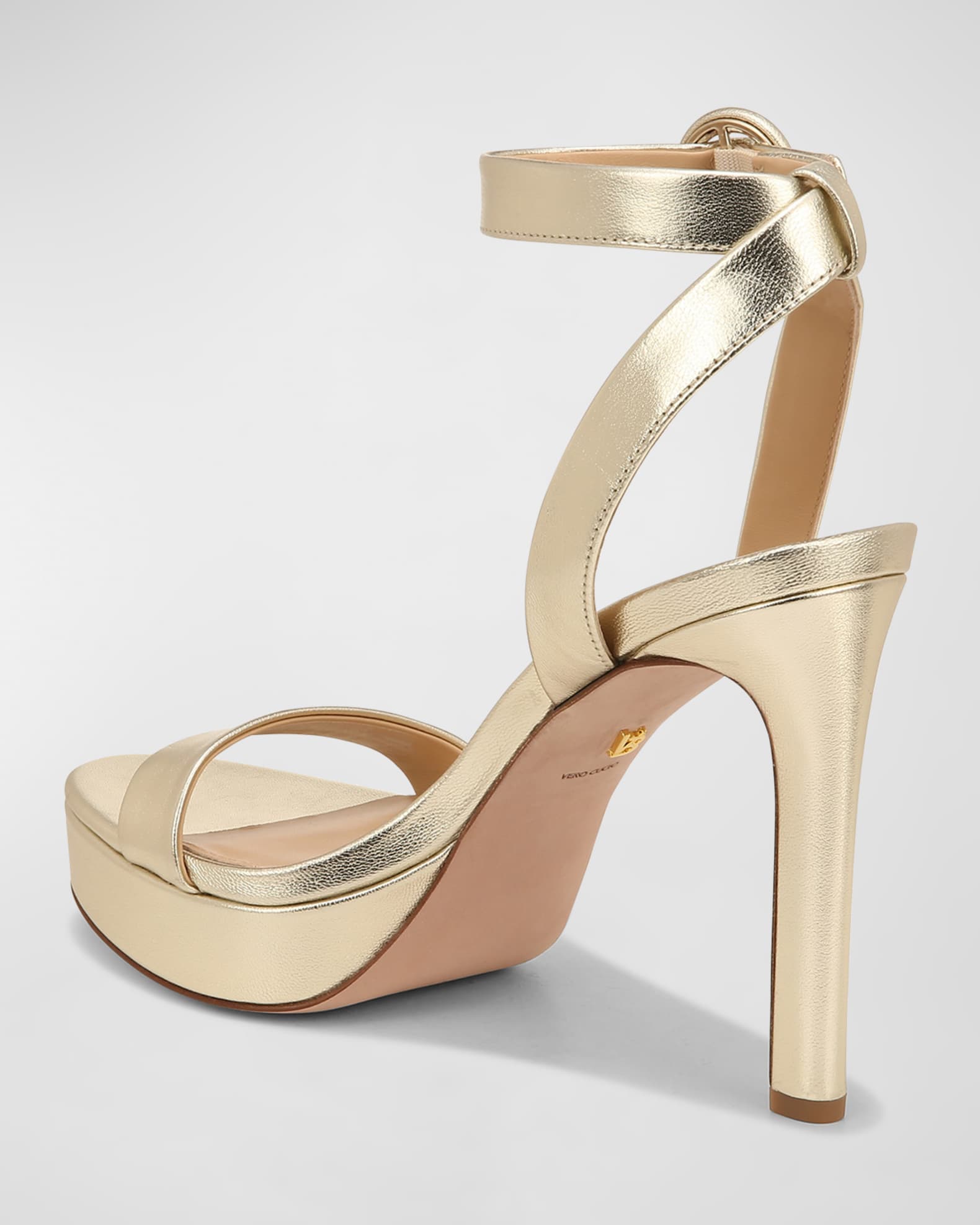 Veronica Beard Darcelle Metallic Ankle-Strap Sandals | Neiman Marcus