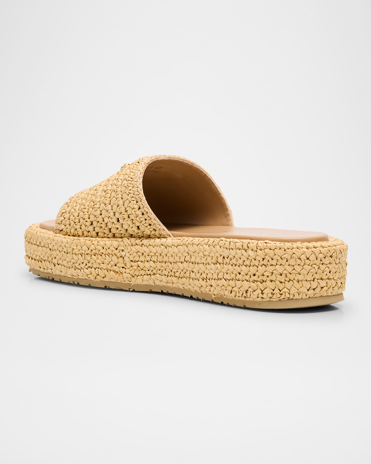 Prada Raffia Single-Band Platform Slides | Neiman Marcus