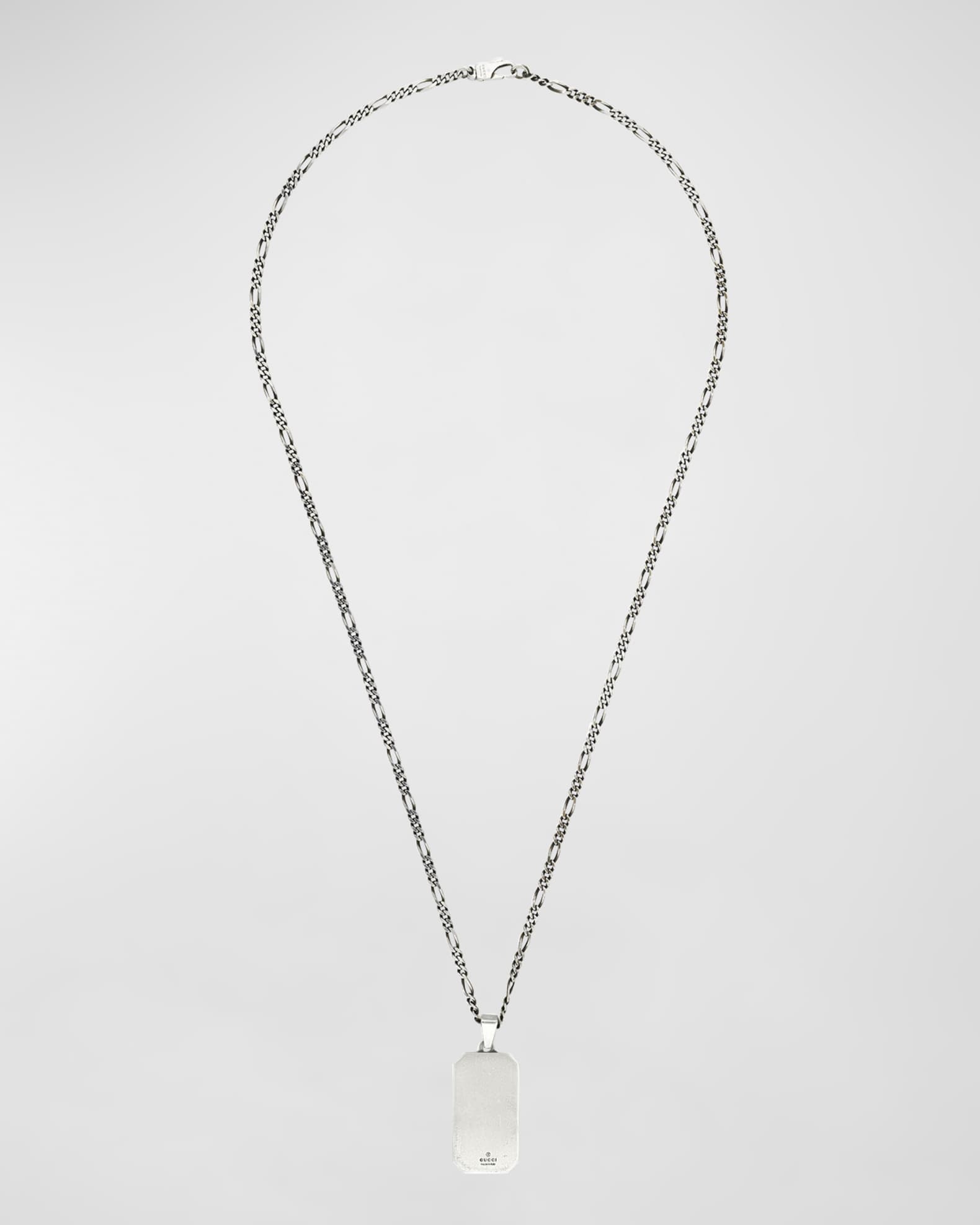 Gucci Men's GG and Bee Engraved Dog Tag Necklace | Neiman Marcus