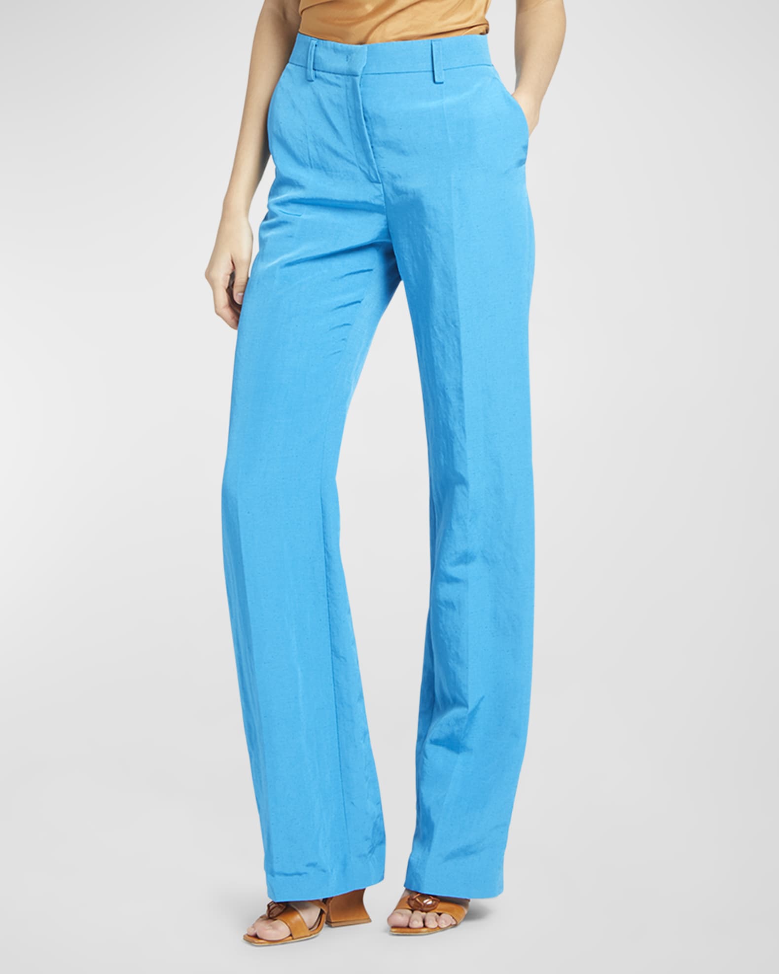 Alberta Ferretti Women's Satin Trousers Blue