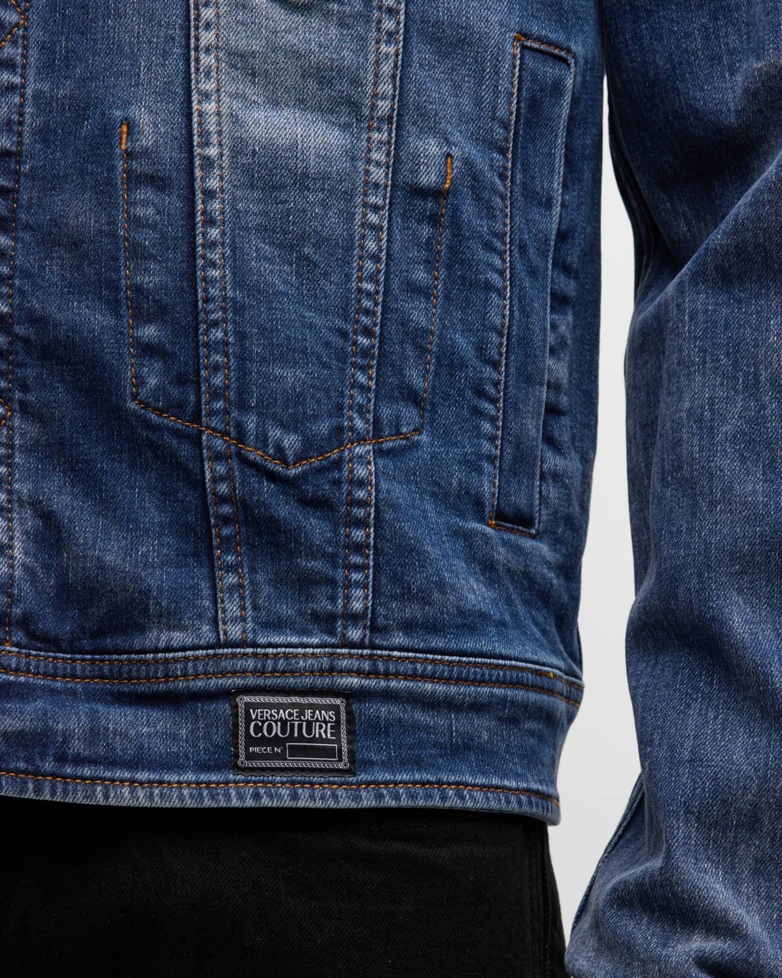 Versace Jeans Couture Men's Bleached Denim Jacket Neiman Marcus