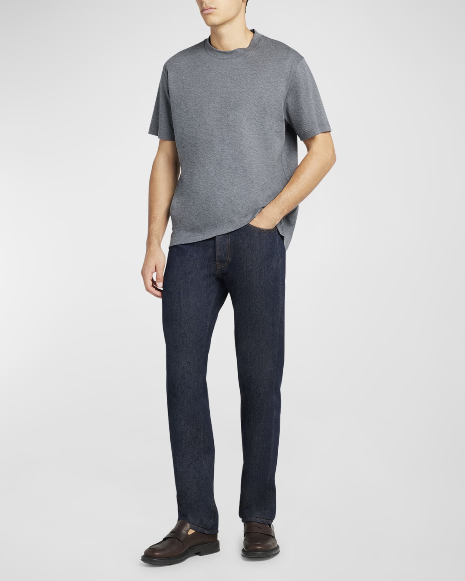 Loro Piana Men's Jersey Cotton Crewneck T-Shirt | Neiman Marcus